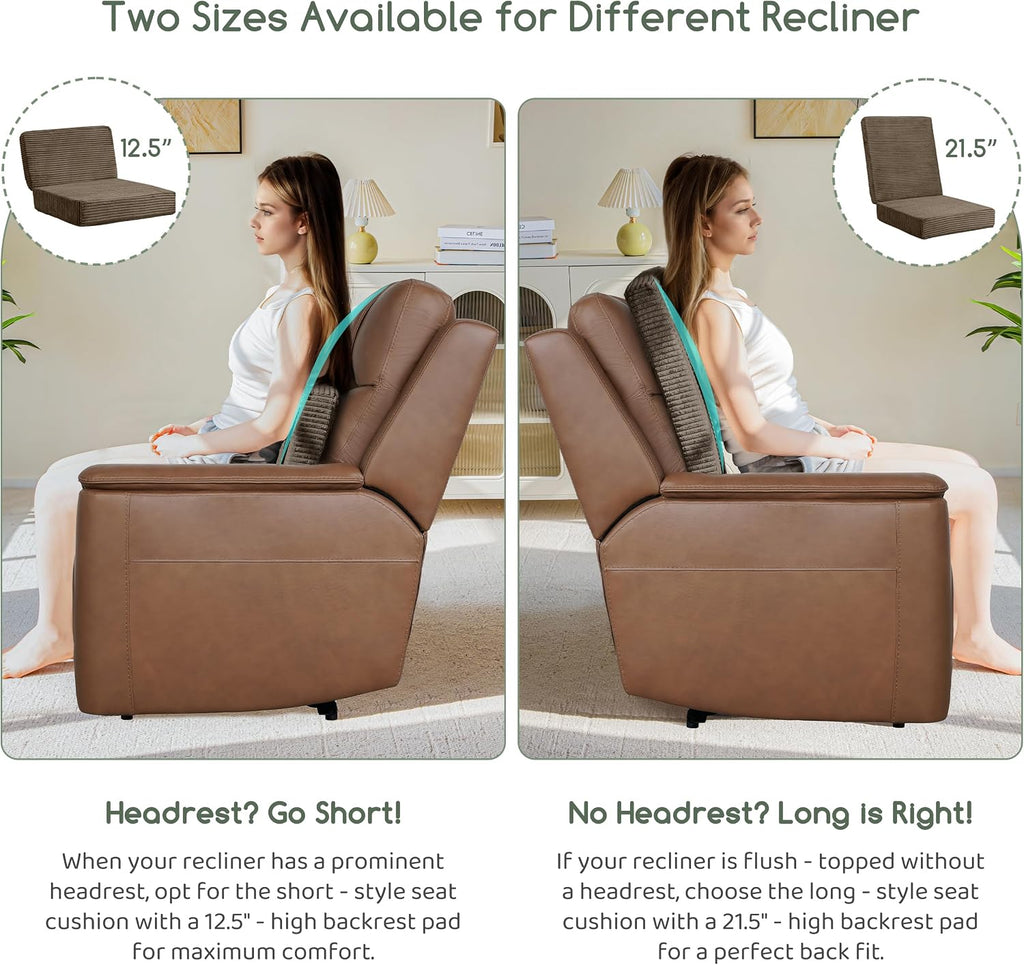 HIGOGOGO Corduroy Recliner Chair Cushion with Lumbar Support Pillow Soft Non-Slip 4" Thick Seat Pad Prevent Buttocks Pain in Seniors…