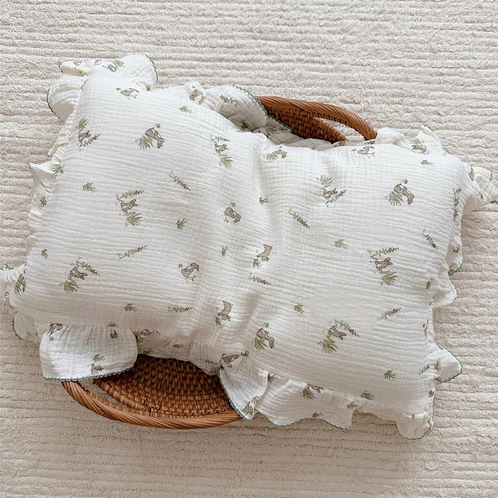BuLuTu Muslin Toddler Pillowcase for Toddler Bed, Soft Breathable Standard Size Pillow Cover 20"x26", Animal Gray Bunny Toddler Pillow…