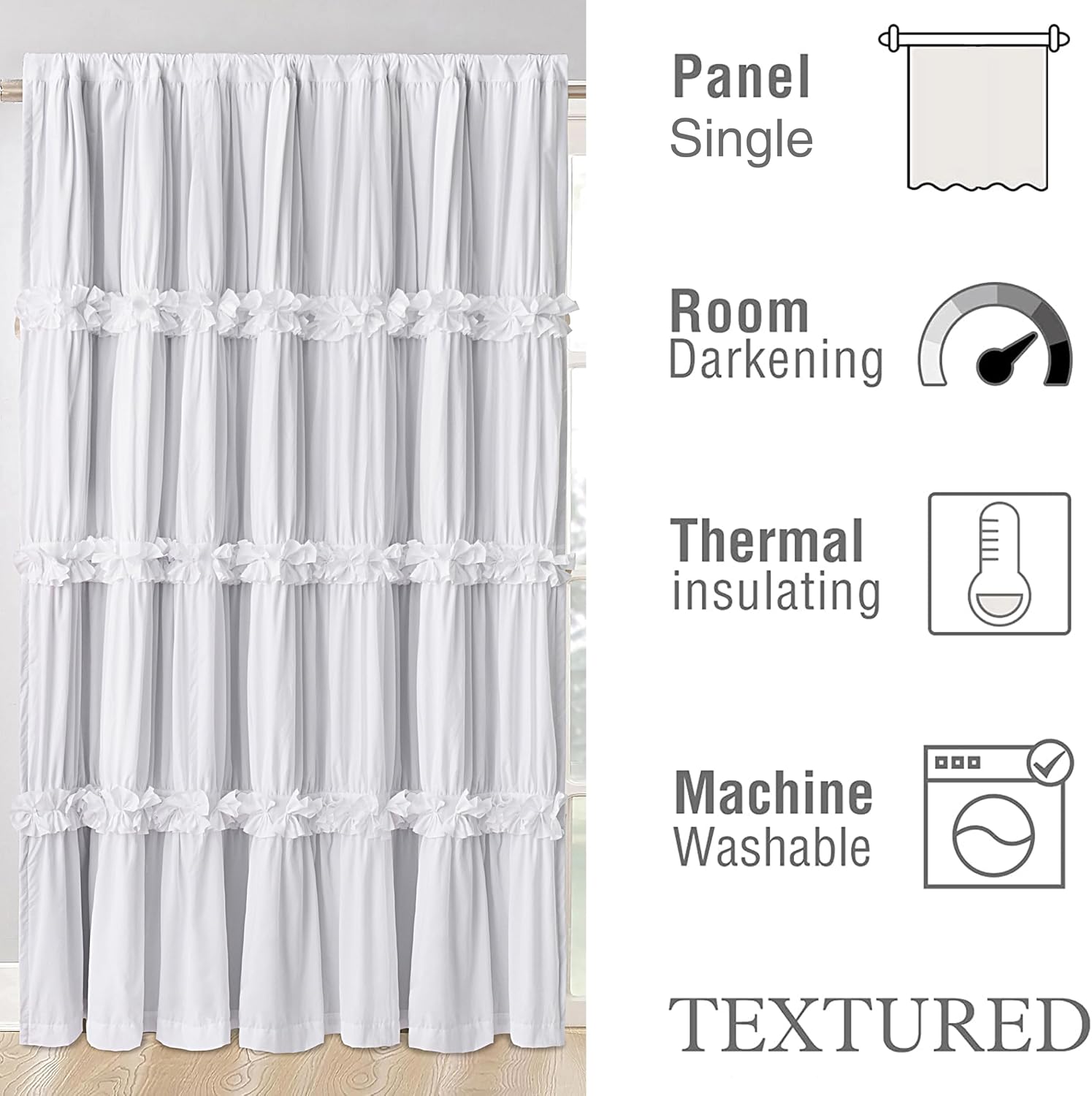 Homechoice Decor Room Divider Curtains, Boho Ruched Blackout Window Treatments with 3 Rows of Butterfly Flowers, Rustic Rod Pocket…