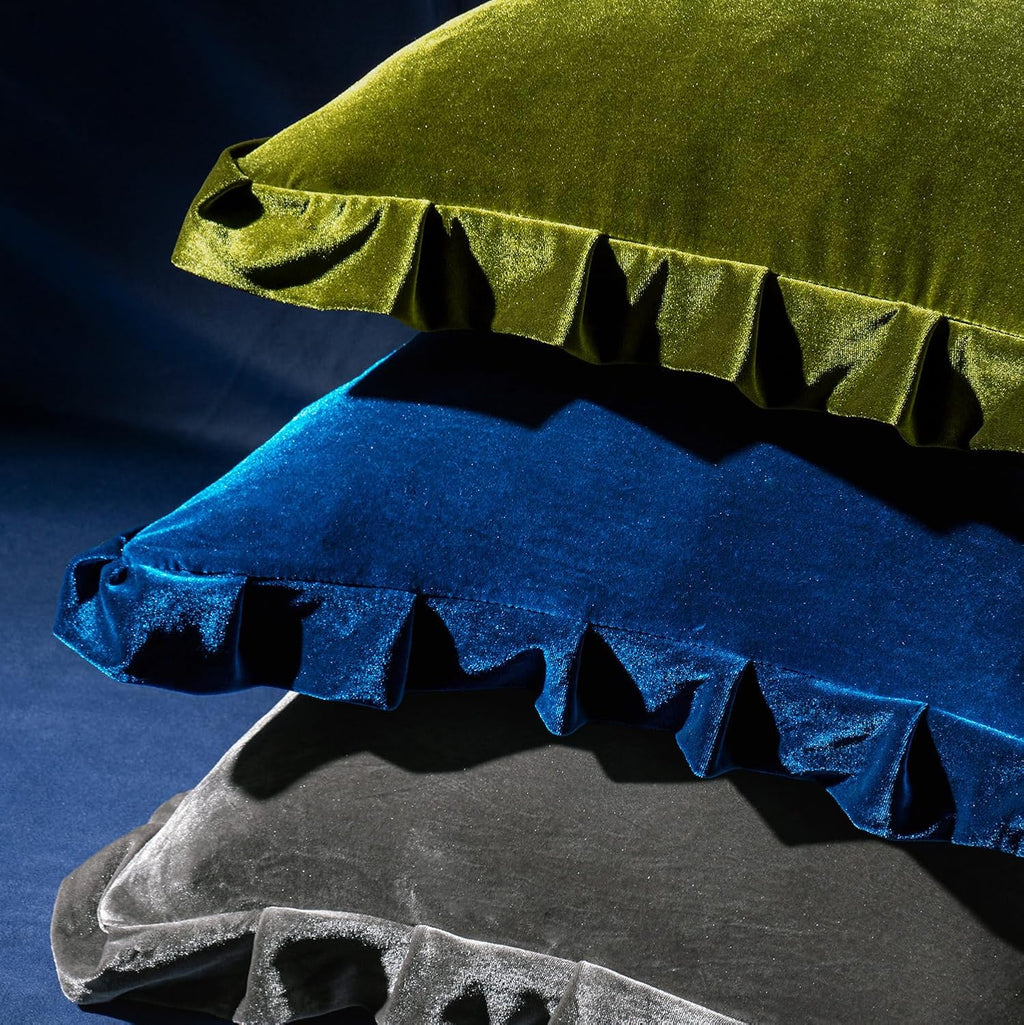 MIULEE Velvet Ruffle Throw Pillow Covers Soft Luxurious Navy Blue Pack of 2 20x20 Inch Square Cushions Vintage Gothic Decorative Ruffled…
