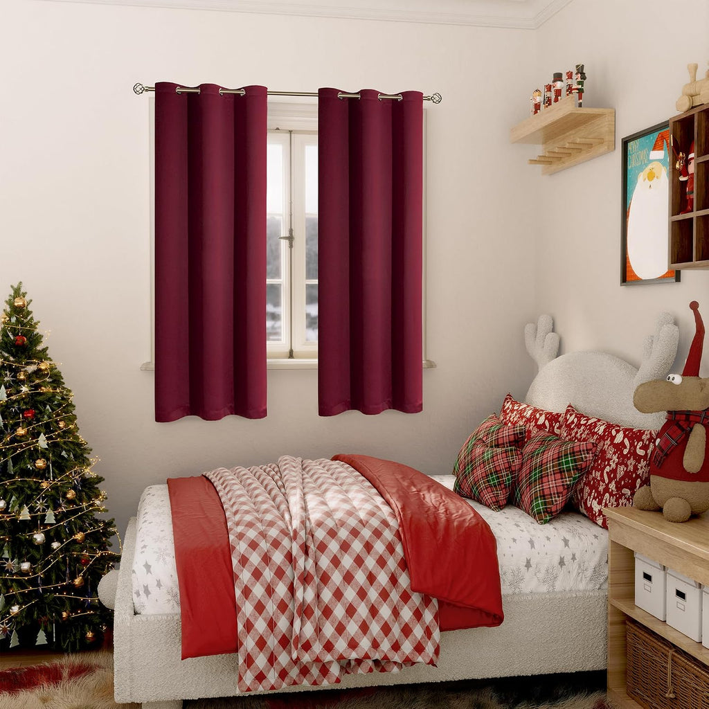 BGment Christmas Red Blackout Curtains for Bedroom - Grommet Thermal Insulated Room Darkening Curtains for Living Room, Set of 2 Curtain Pa…