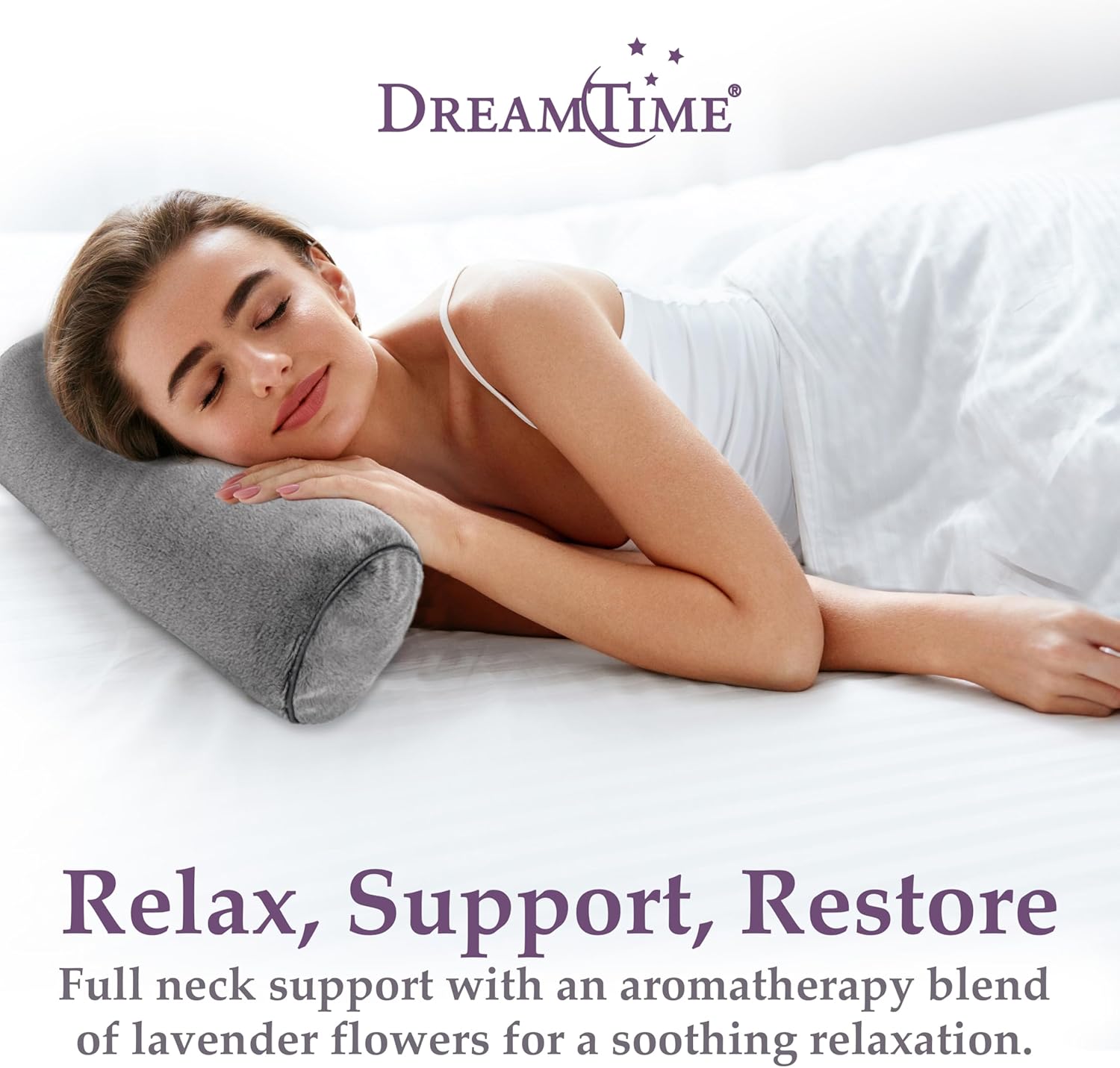 Dreamtime Neck Roll Pillow, Ergonomic Cylinder Bolster for Sleeping, Ideal Cervical Support for Both Side and Back Sleepers, Buckwheat…