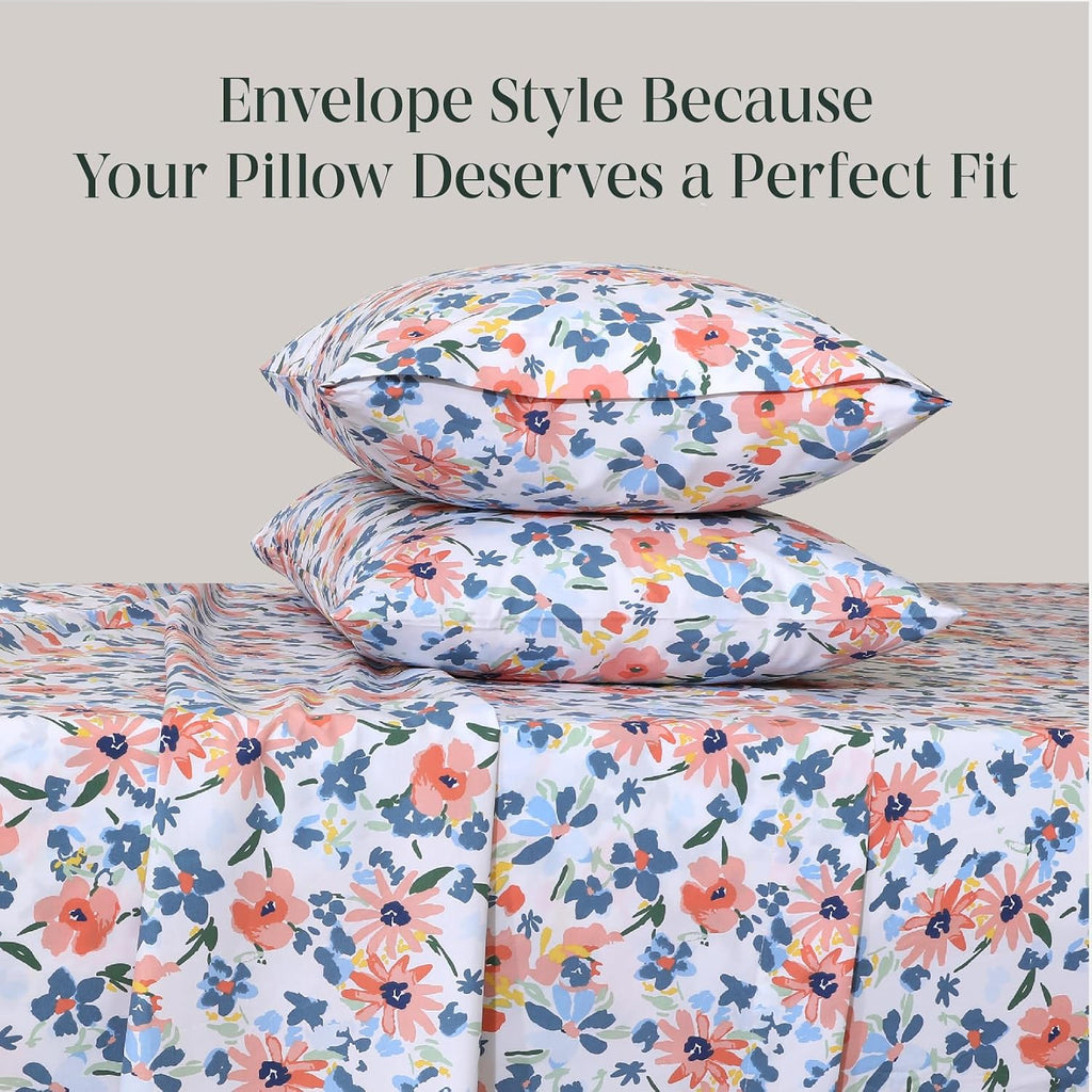 FEATHER & STITCH NEW YORK 100% Cotton 2 Piece King Pillow Cases, 300TC Ultra-Soft Pillowcases with Envelope Closure, Wrinkle- Fade- Stain…