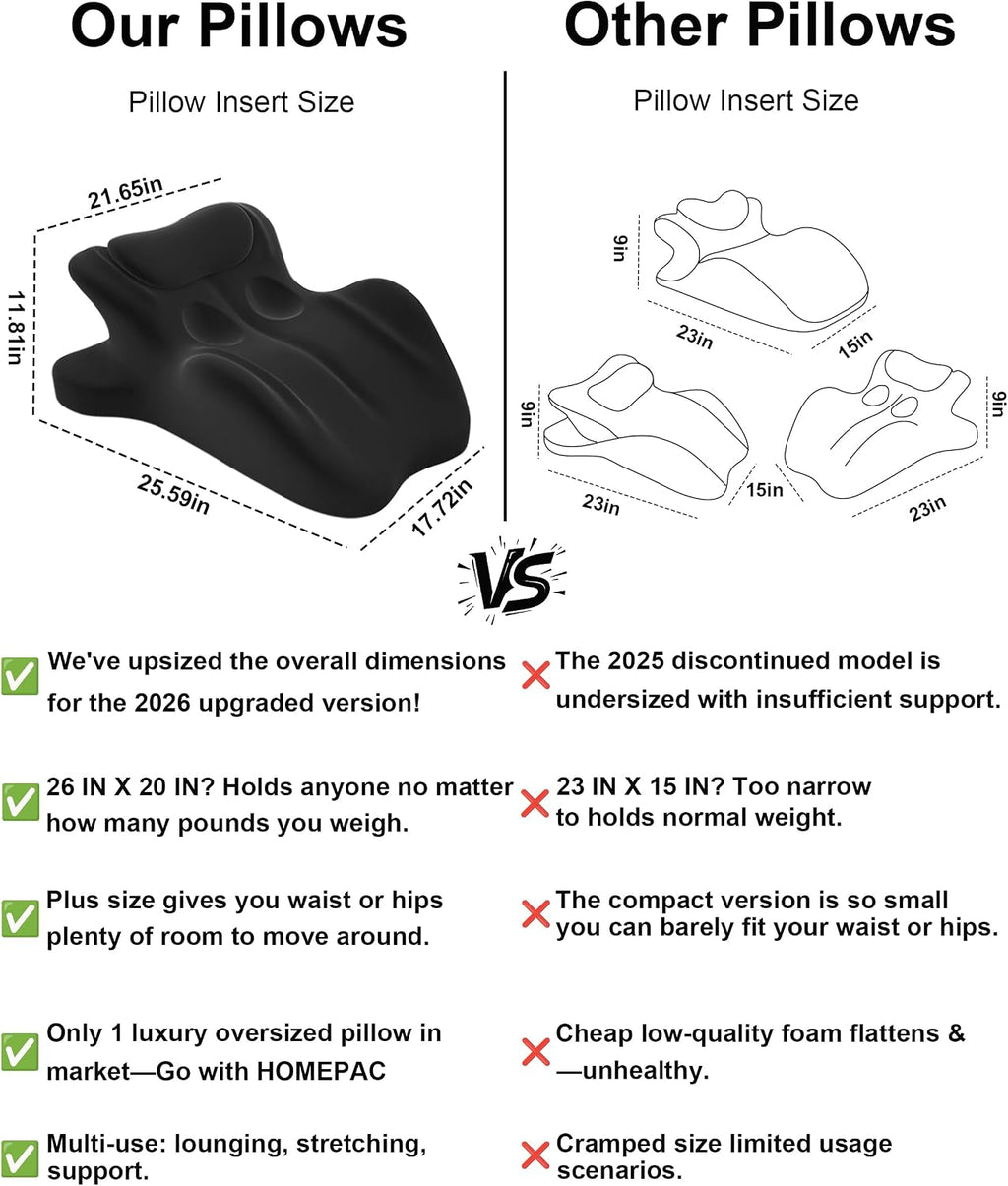 Ergonomic Memory Foam Wedge Pillow, 27° Angled Support for Neck and Waist, Multi-Position Support Pillow - Black (Plus Size 25.5 * 21.5 *…