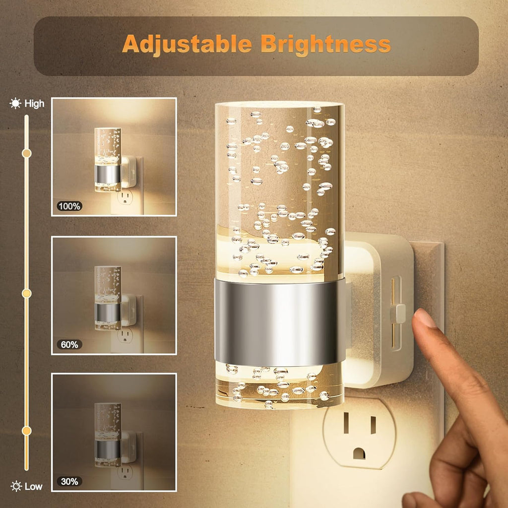 JandCase Night Light, Night Lights Plug into Wall,3000K Warm White LED Nightlight with Adjustable Brightness, Automatic Night Light Plug…