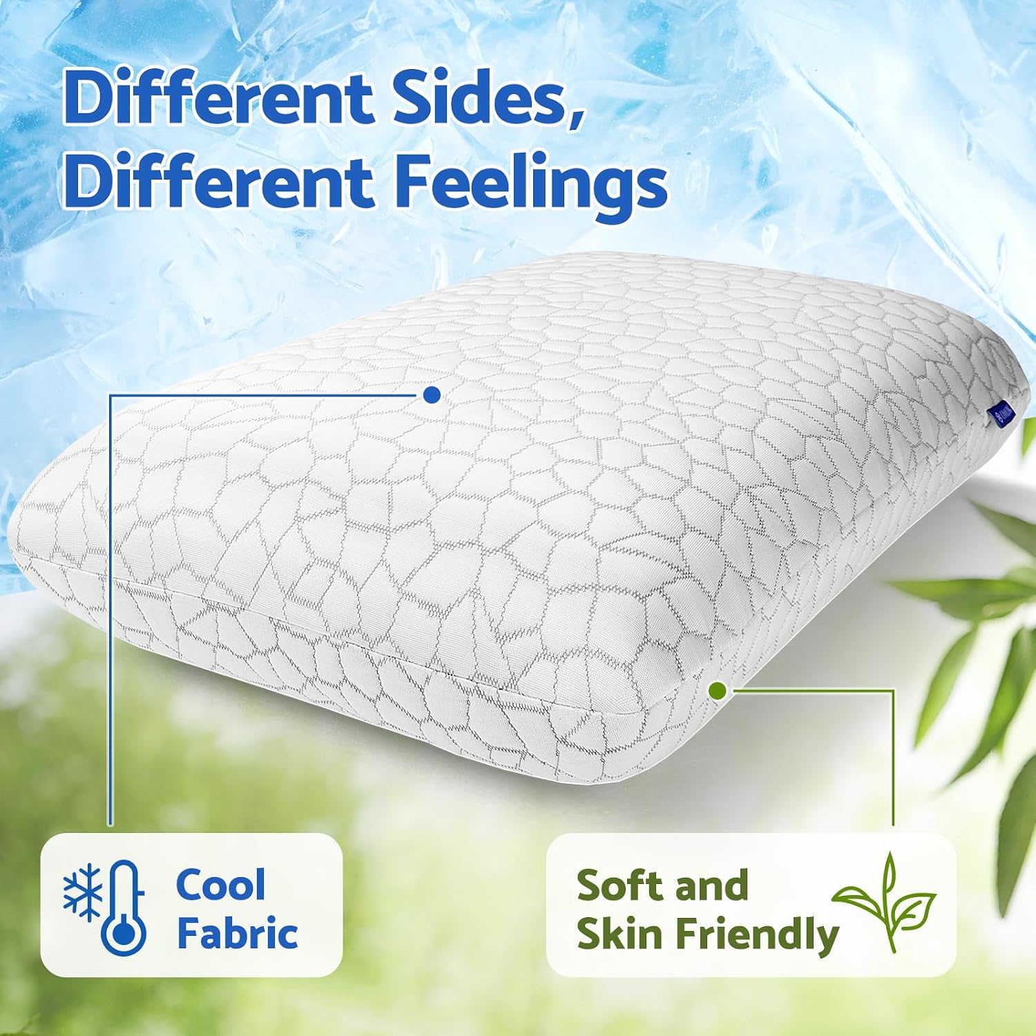 CushZone Memory Foam Pillows for Sleeping, Bed Pillow with Removable and Machine Washable Cover, Bed Pillow for Side, Back and Stomach Slee…