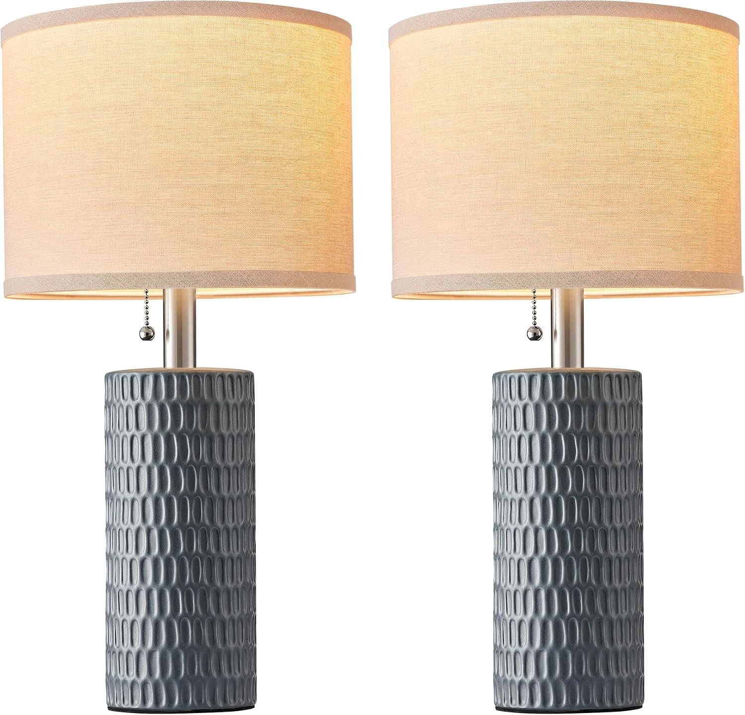 Reaketon 20.5" Modern Ceramic Table Lamps for Bedroom Set of 2, Bedside Lamps for Night Stands with Beige Lampshade, Farmhouse Table Lamp…