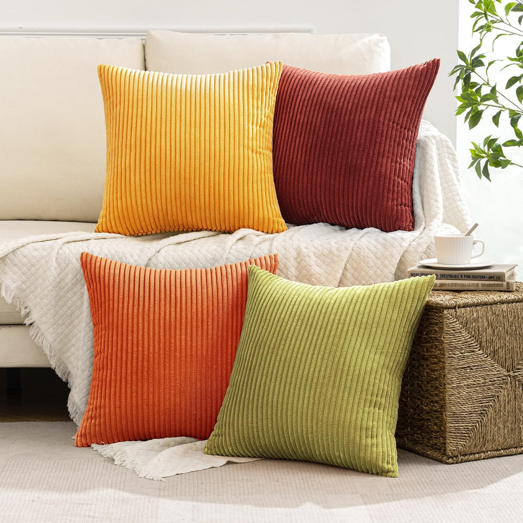 Miulee Decorative Throw Pillow Covers 18x18 Inch Set of 4, Vibrant Cushion Covers Vintage Retro Home Fall Decor Mix and Match Color Clash D…