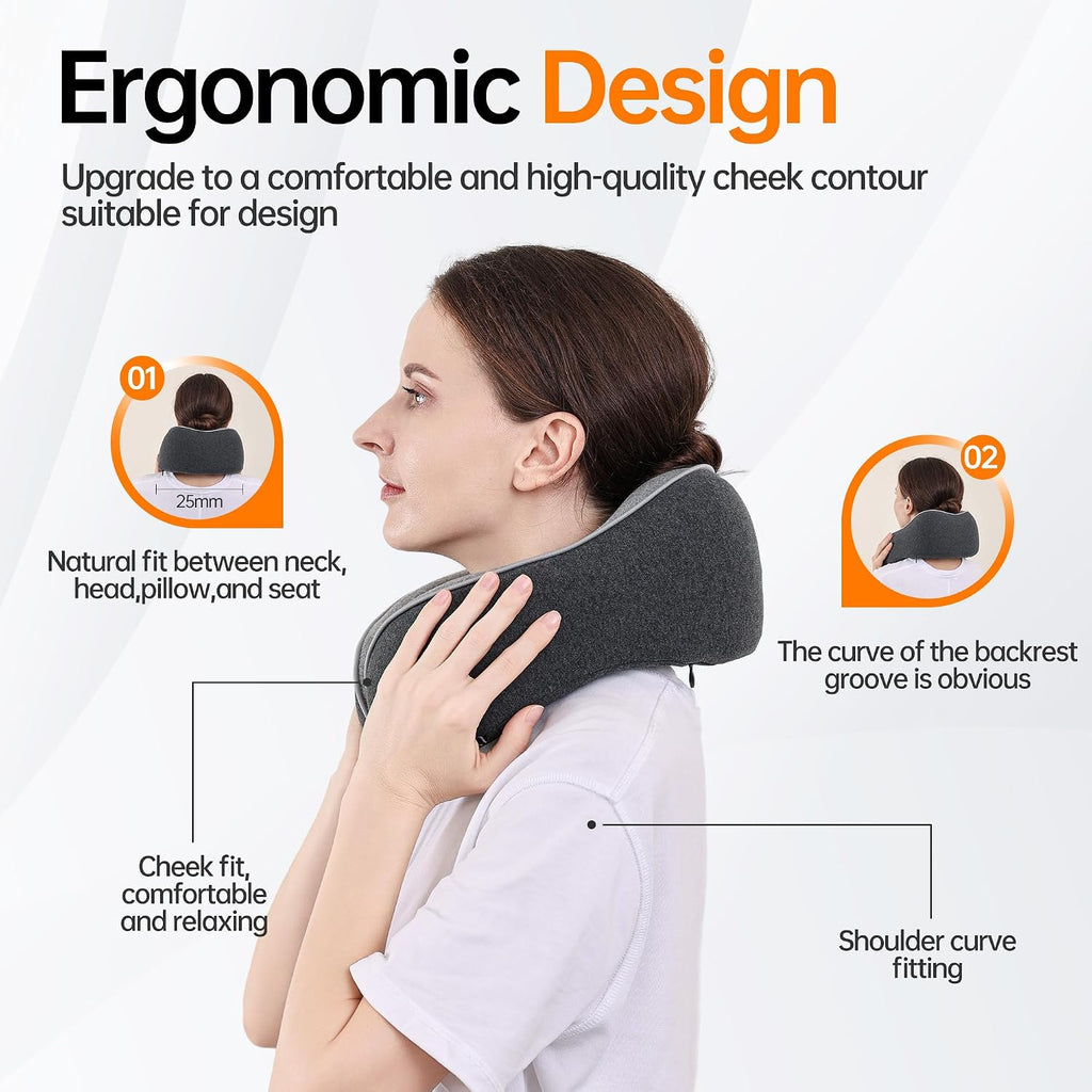 MANXUEKAI Travel Neck Pillow 100% Pure Memory Foam Travel Pillow for Sleeping on Airplane, Car, Train, Bus, Office and Home Use, Washable…