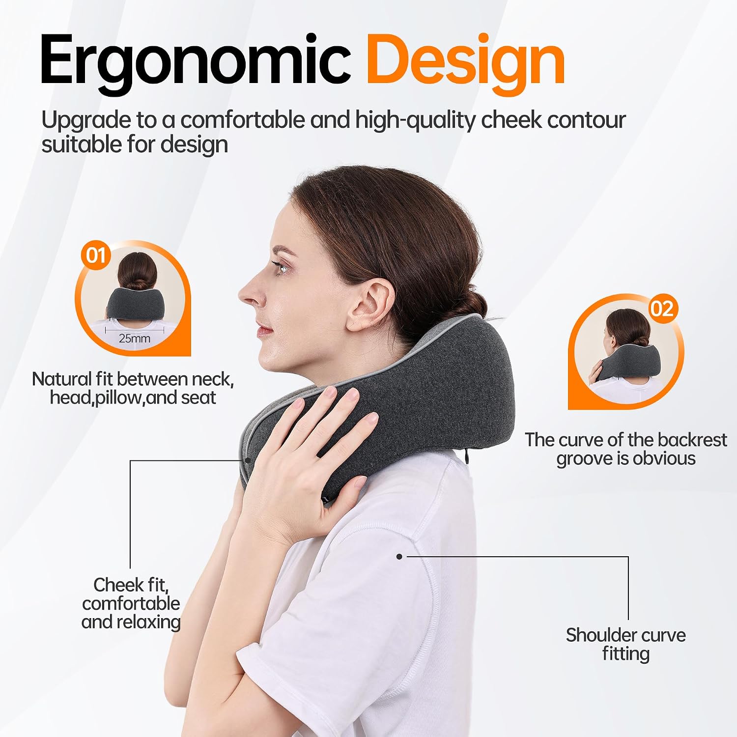 MANXUEKAI Travel Neck Pillow 100% Pure Memory Foam Travel Pillow for Sleeping on Airplane, Car, Train, Bus, Office and Home Use, Washable…