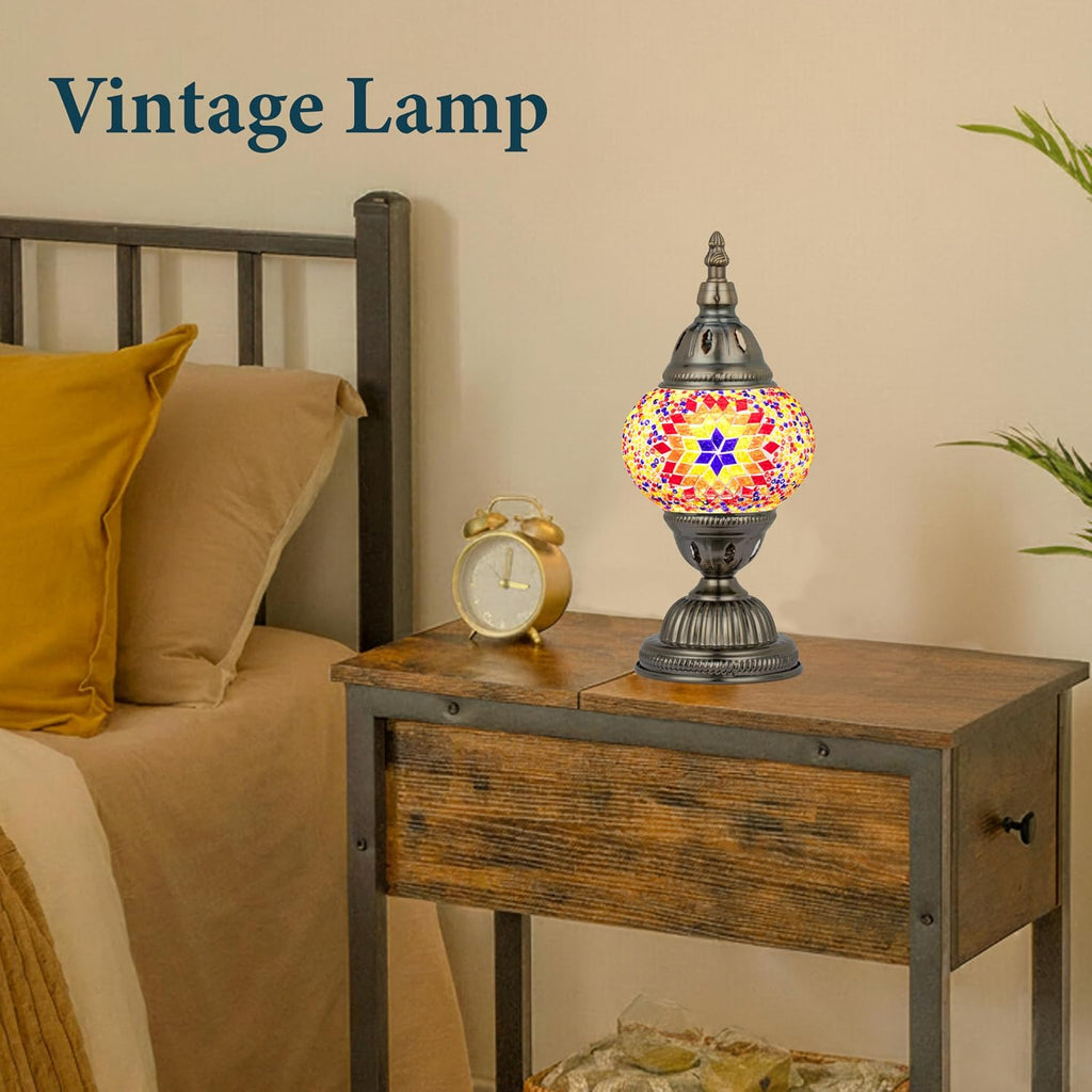 Marrakech Tiffany Lamp Turkish Table Lamps with Vintage Style, Handmade Moroccan Mosaic Lamp with Bronze Base Including LED Bulb for…
