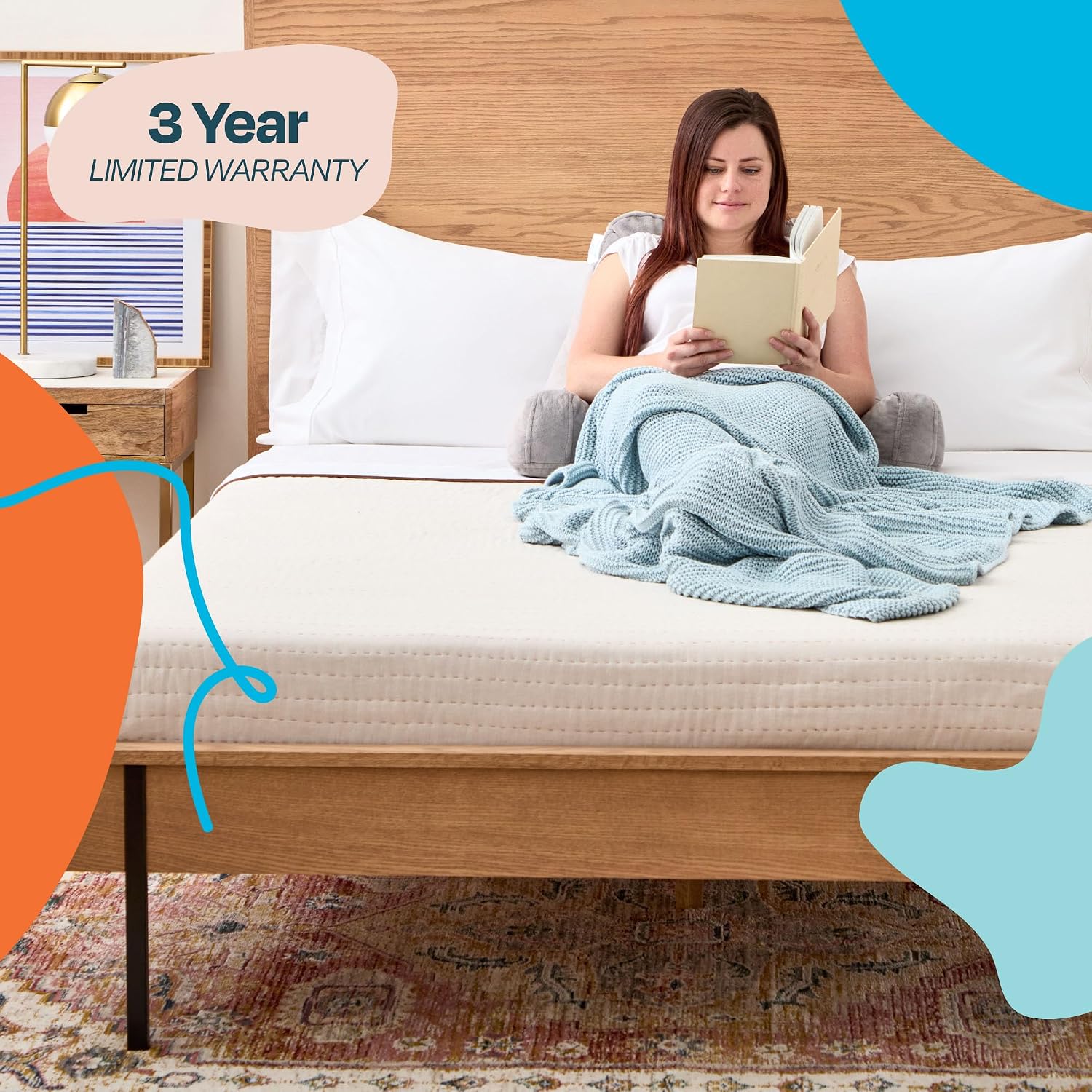 Linenspa Reading Pillow with Shredded Memory Foam- Back Pillow for Sitting in Bed, Reading, Gaming, Watching TV – Chair with Arms, Dorm…
