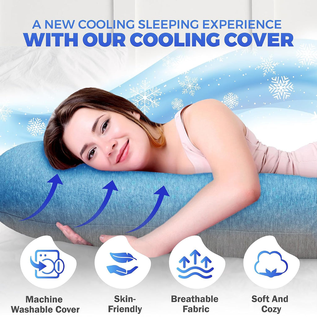 Pillani Cooling Pregnancy Pillows for Sleeping – 57-Inch Maternity Pillow for Pregnant Women with Breathable, Removable Washable Cover – Su…