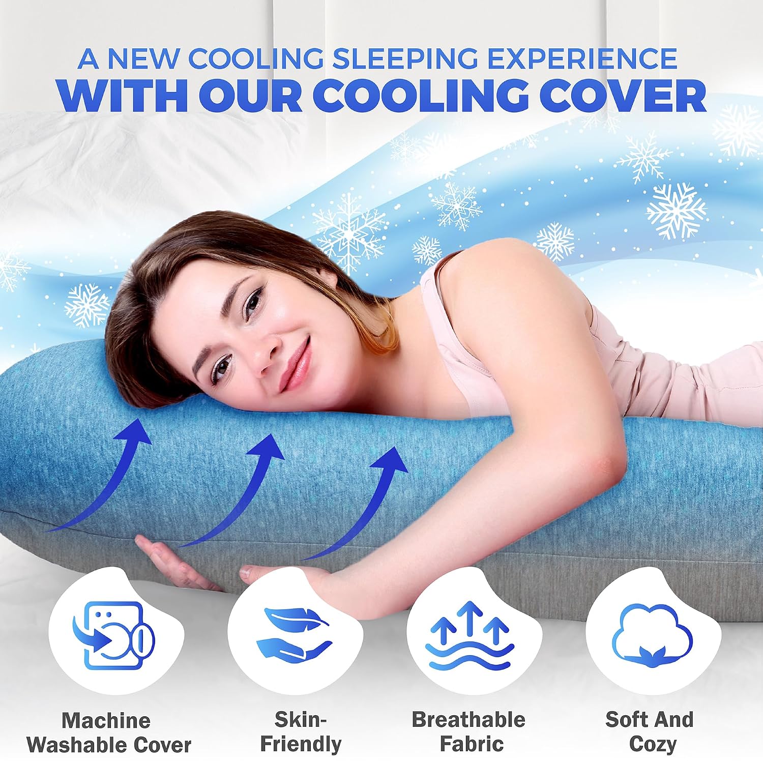 Pillani Cooling Pregnancy Pillows for Sleeping – 57-Inch Maternity Pillow for Pregnant Women with Breathable, Removable Washable Cover – Su…
