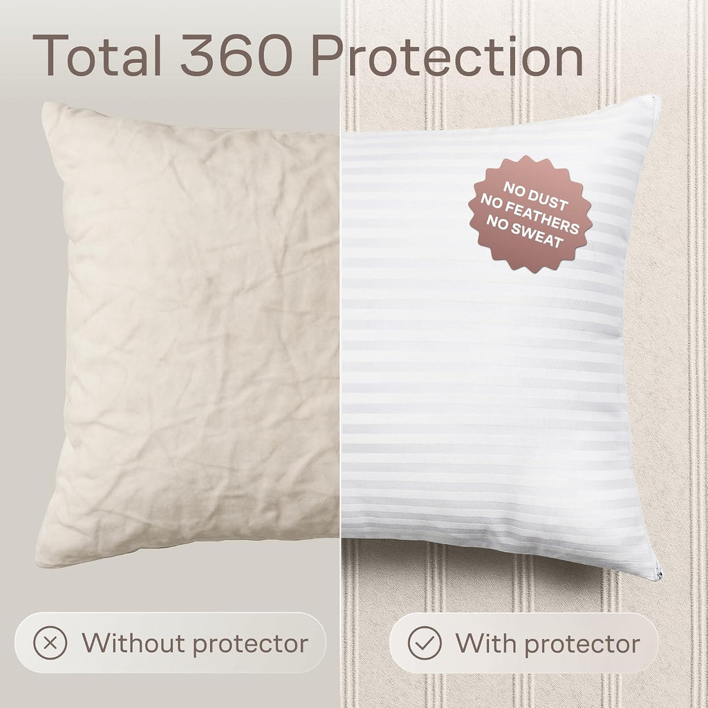Set of 8 Pillow Protectors with Zipper Standard Size - 100% Resistant to Stains, Dust & Dirt - Washable Covers for Increased Pillow Lifespan