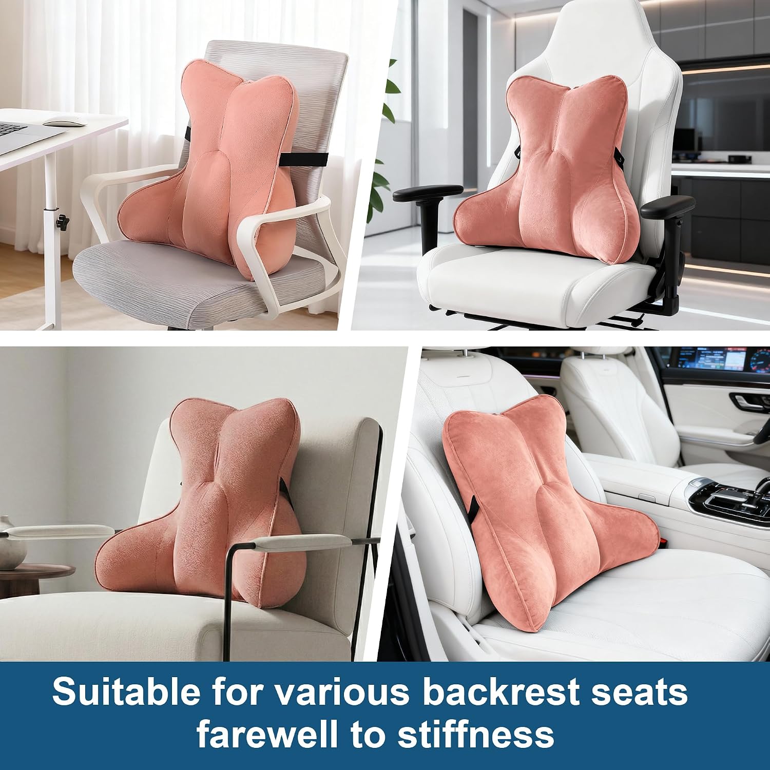 Ailuteie Lumbar Support Pillow (Pat. Pend) for Office Chair, Couch, Recliner & Car Seat, Ergonomic Back Support Cushion for Lower Back, Wa…