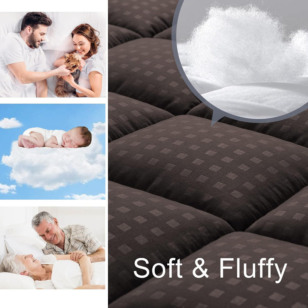 HYLEORY Twin Mattress Pad Quilted Fitted Mattress Protector Cooling Pillow Top Mattress Cover Breathable Fluffy Soft Mattress Topper with…