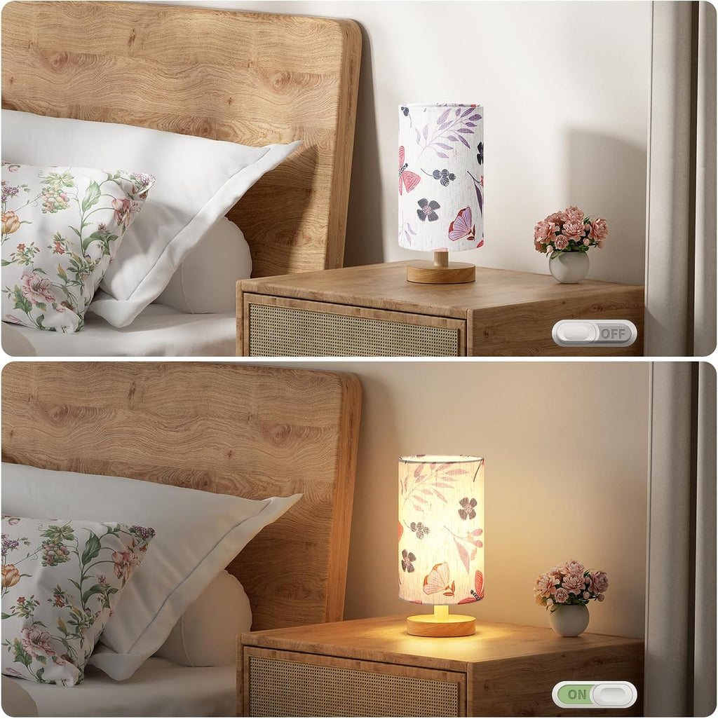 Fenmzee Butterfly Table Lamp for Bedroom - Inline Control, Small Bedside Lamp with 3000K A15 LED Blub, Easy Assembly (Butterfly Cream…