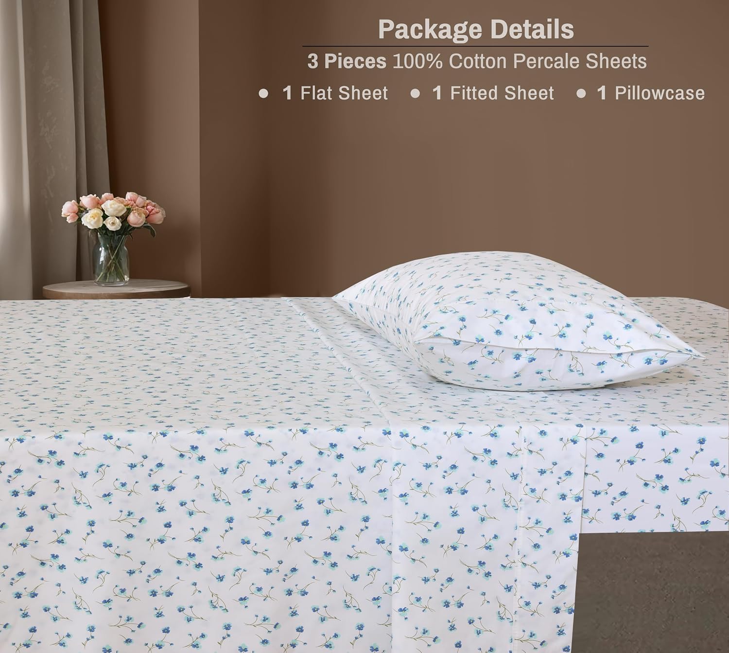Zoyer 100% Cotton Sheets – Twin XL Size Percale Bedding, Cooling & Breathable, Durable with a Crisp, Soft & Comfortable Feel, 16" Deep Pock…