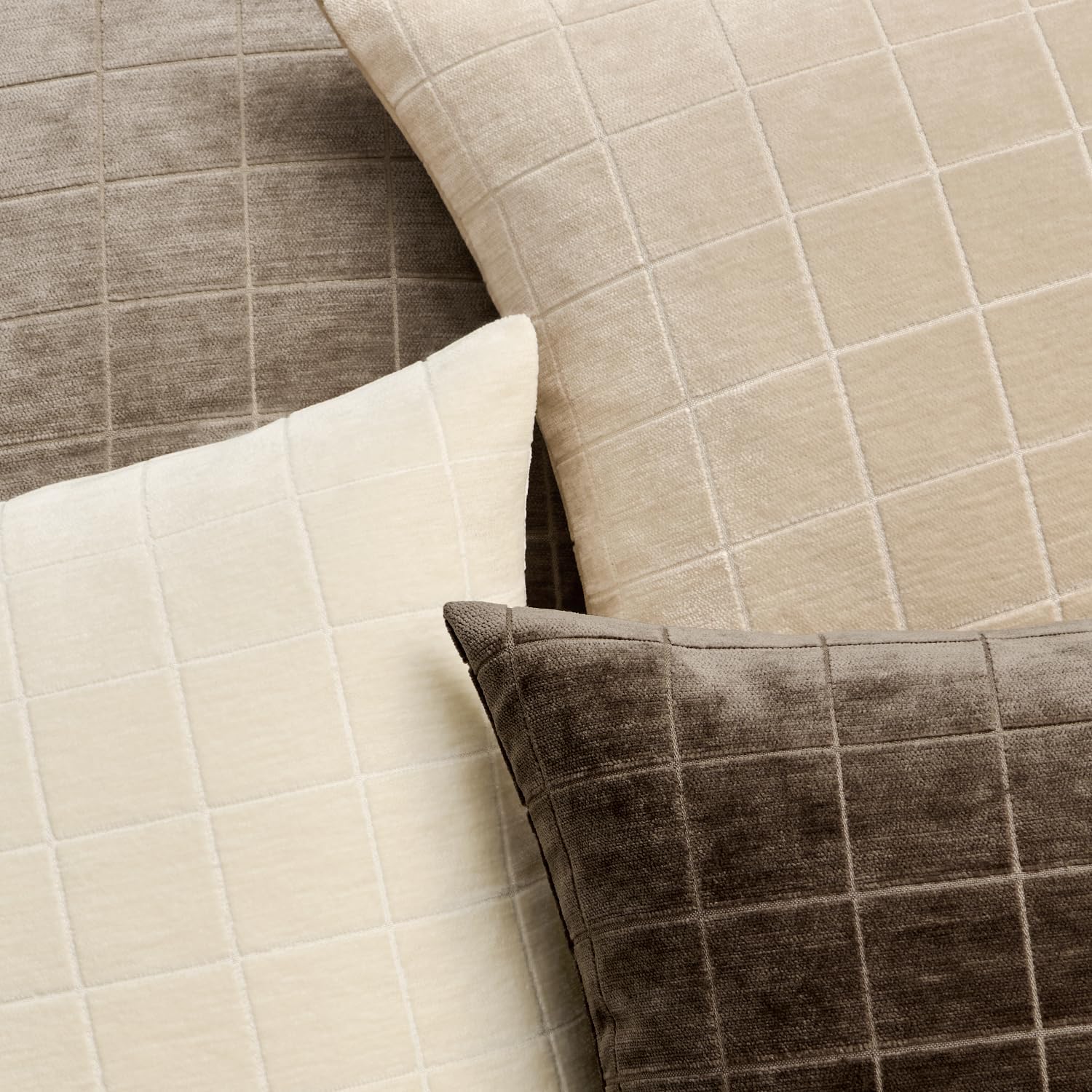 Miulee Decorative Chenille Check Lumbar Throw Pillow Covers Vintage Plaid Couch Pillows 12x20 Inch Set of 2 Neutral Boho Farmhouse Cushion…