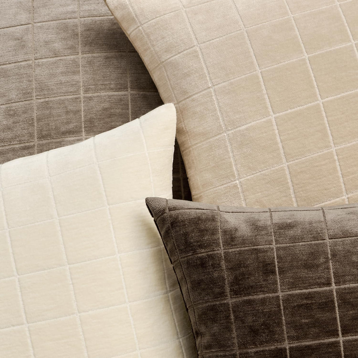 Miulee Decorative Chenille Check Throw Pillow Covers Vintage Plaid Couch Pillows 20x20 Inch Set of 2 Neutral Boho Farmhouse Cushion Covers…