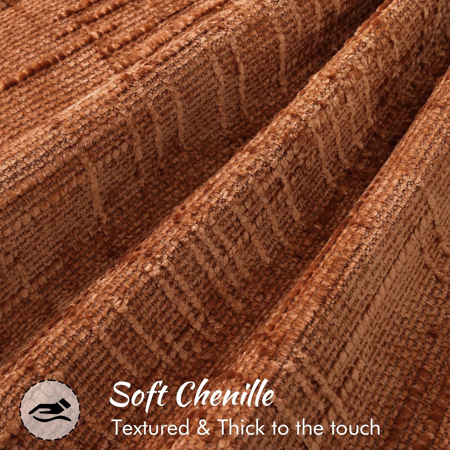 decorUhome Chenille Fall Throw Pillow Covers 22x22 Set of 2, Soft Textured Slubby Modern Decorative Pillow Covers with Elegant Design for C…