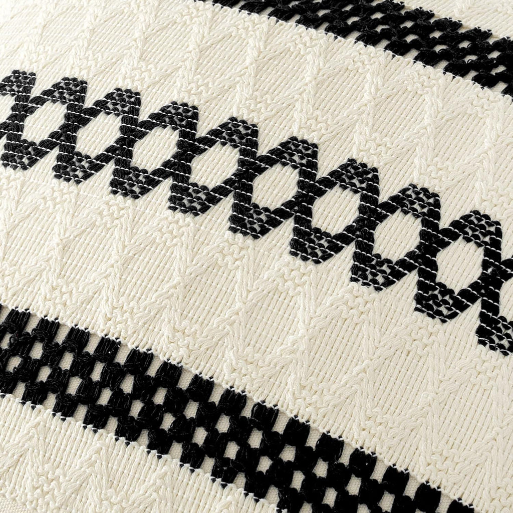 MIULEE Set of 2 Black Boho Decorative Pillow Covers 20x20 Inch Farmhouse Rustic Couch Throw Pillows Modern Spring Cotton Cushion Covers…