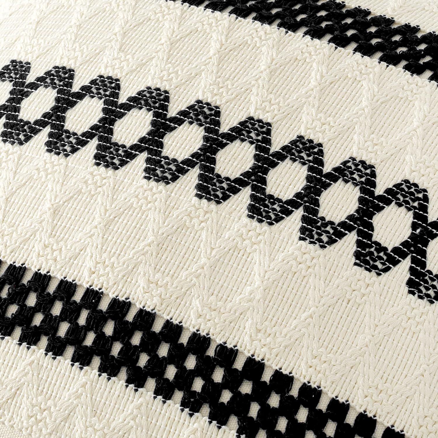 MIULEE Set of 2 Black Boho Decorative Lumbar Pillow Covers 12x20 Inch Farmhouse Rustic Couch Throw Pillows Modern Cotton Cushion Covers…