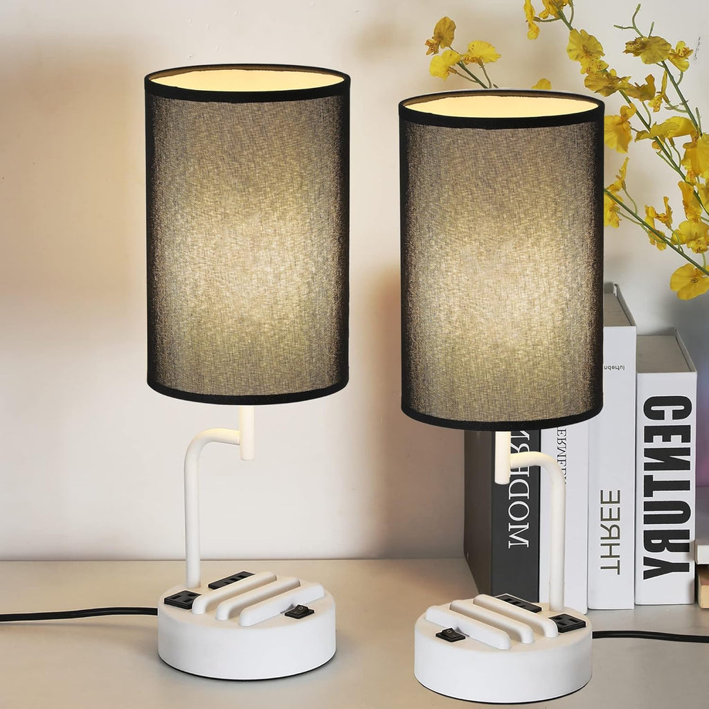 Dreamholder Table Lamp with 3 USB Charging Ports, Modern Desk Lamp with AC Outlet and Phone Stands, Perfect Bedside Lamp for Bedroom…