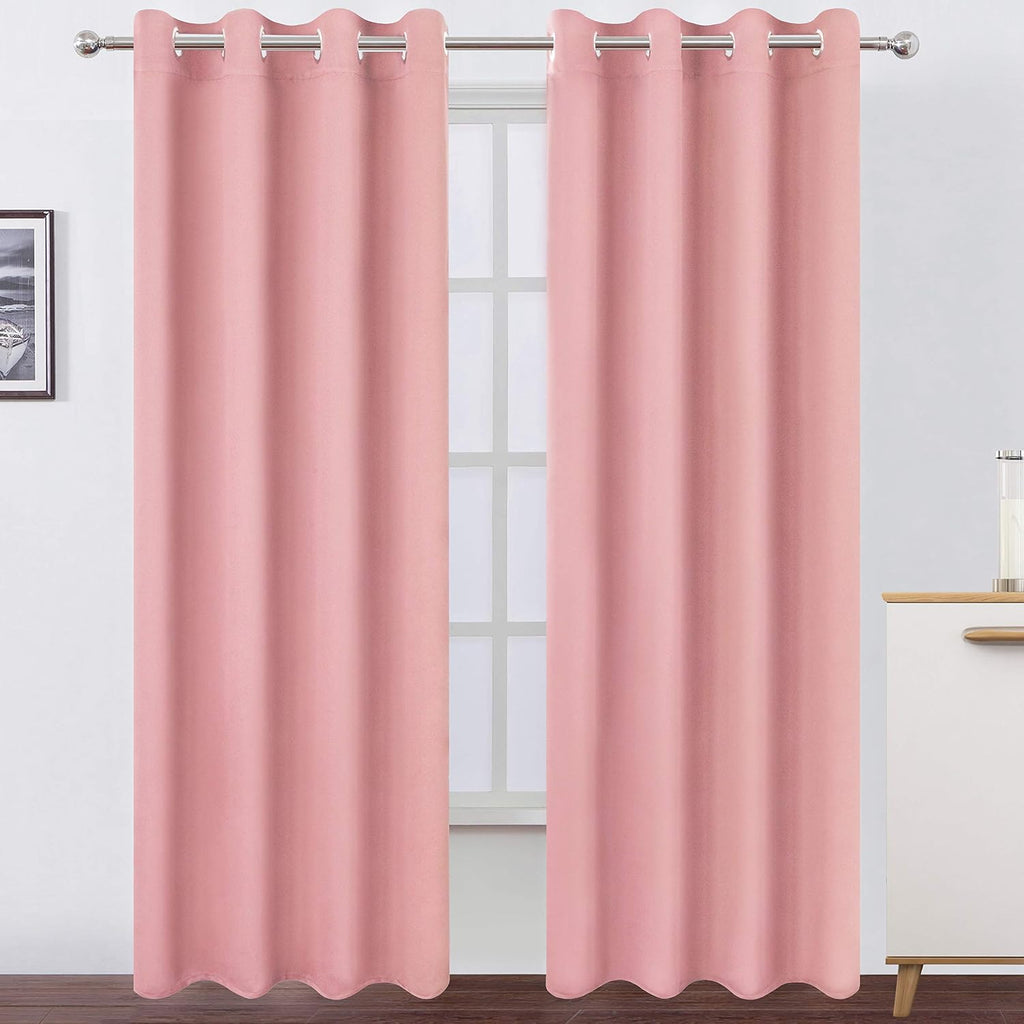 Lemomo Pink Thermal Blackout Curtains/52 x 95 Inch/Set of 2 Panels Room Darkening Curtains for Bedroom 95 Inch Pink