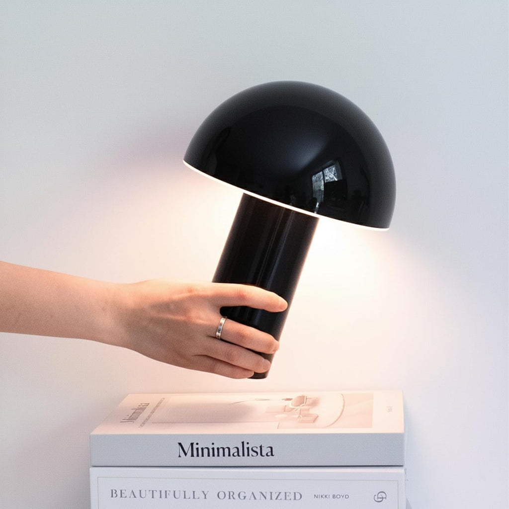 Brightech Celia Small Lamp – 10" Touch-Controlled Mushroom Table Lamp, Cordless & Dimmable LED, Portable Rechargeable Bedside Night Light,…