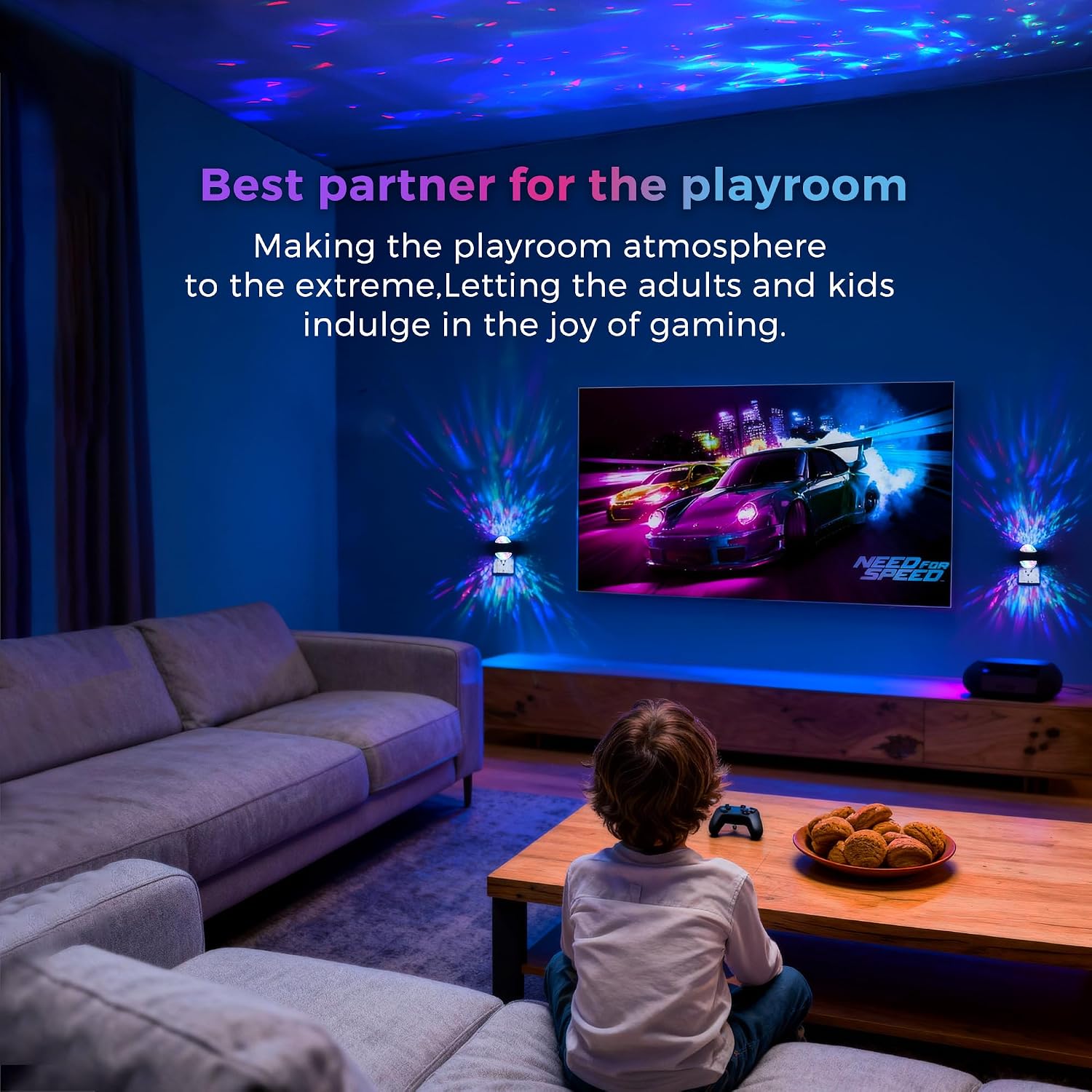 L LOHAS LED Projector Night Light,2 Pack Plug in Night Light with Light Sensor, Multi-Color Nightight for Kids Playroom Christmas Party Gift