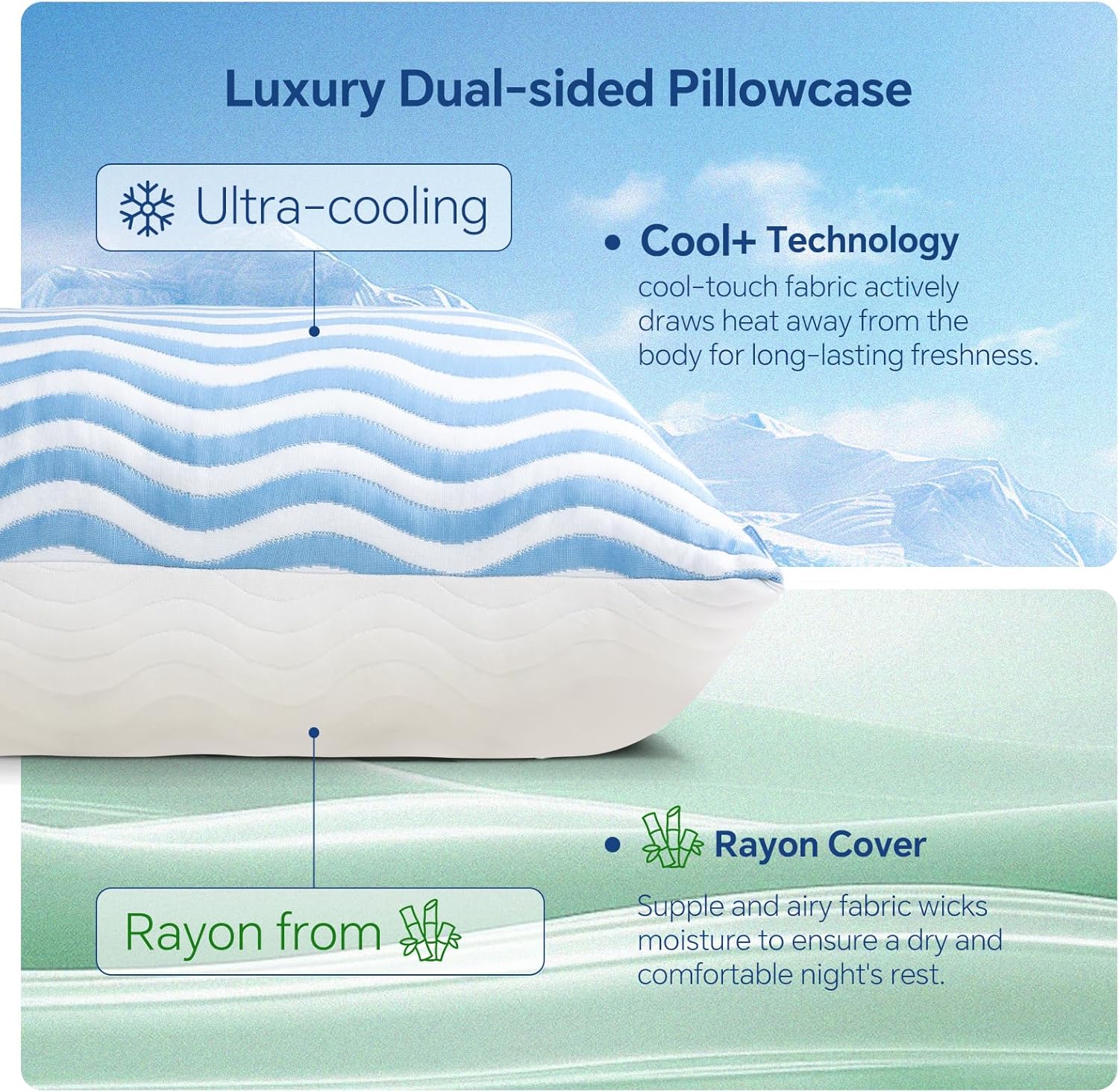 SLEEPDIARY SLEEPDIARY Queen Pillow 1 Pack – Adjustable Shredded Memory Foam Cooling Bed Pillows, Custom Loft for Side, Back, and Sto…