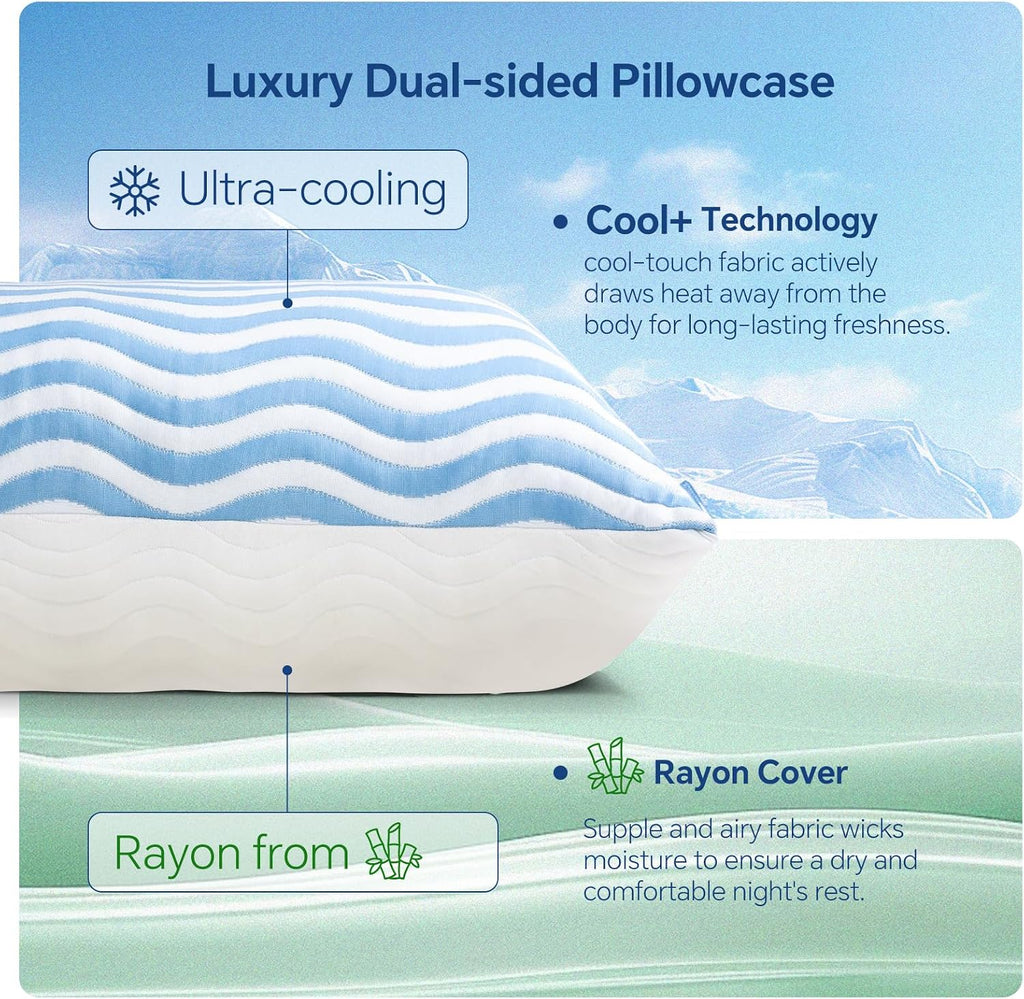 SLEEPDIARY SLEEPDIARY King Size Pillows Set of 2 – Adjustable Shredded Memory Foam Cooling Pillows, Custom Loft for Side, Back, and…