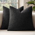 Miulee 20x20 Inch Decorative Pillow Covers for Couch Bed Set of 2 Textured Boucle Neutral Throw Pillow Covers Black Accent Solid Pillowcase…