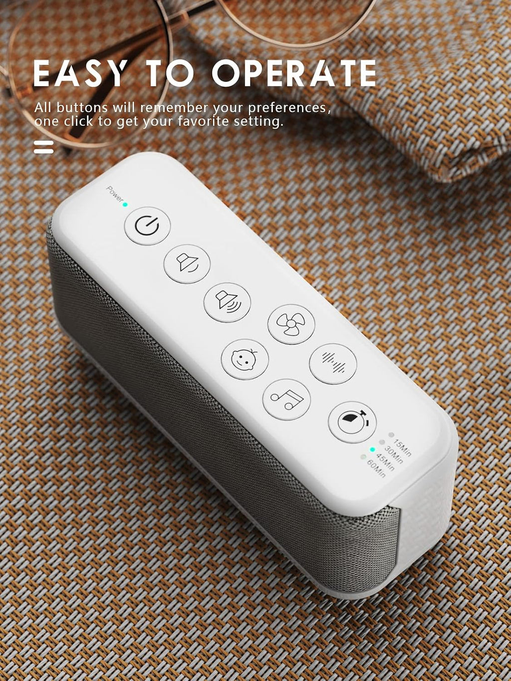 OnLyee White Noise Machine for Office Privacy, USB Rechargeable Sound Machine with 42 Non-Looping Sounds, Auto-Off Timer for Focus, Sleep…