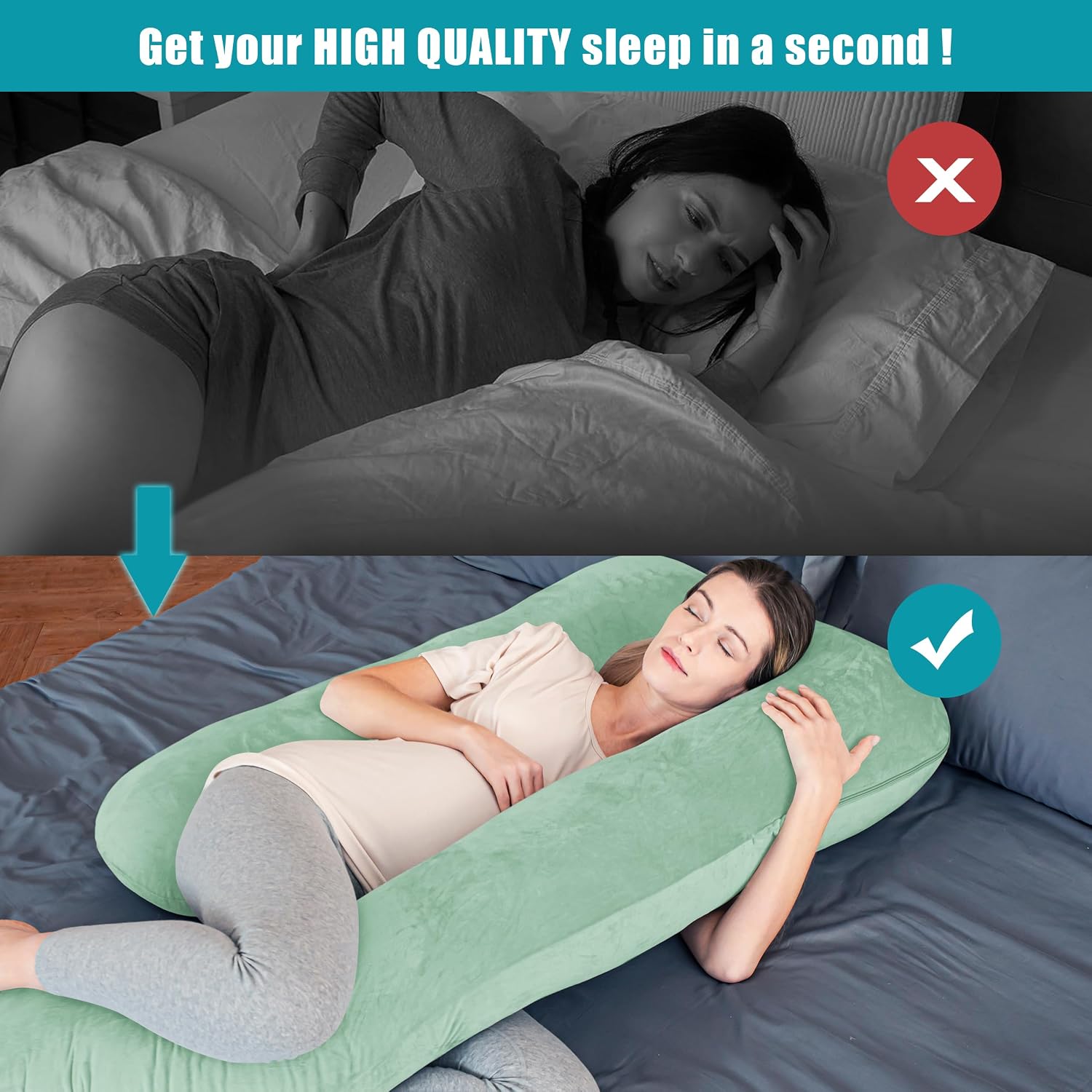 Cute Castle Pregnancy Pillows, Soft U-Shape Maternity Pillow with Removable Cover - Full Body Pillows for Adults Sleeping - Pregnancy…