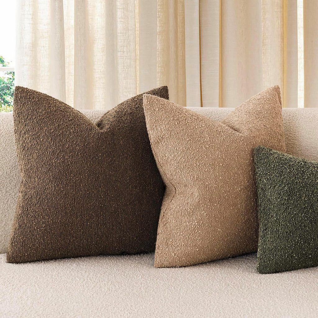 Foindtower Decorative Textured Boucle Throw Pillow Covers Accent Solid Pillow Cases Neutral Soft Cozy Couch Cushion Case for Chair Sofa…