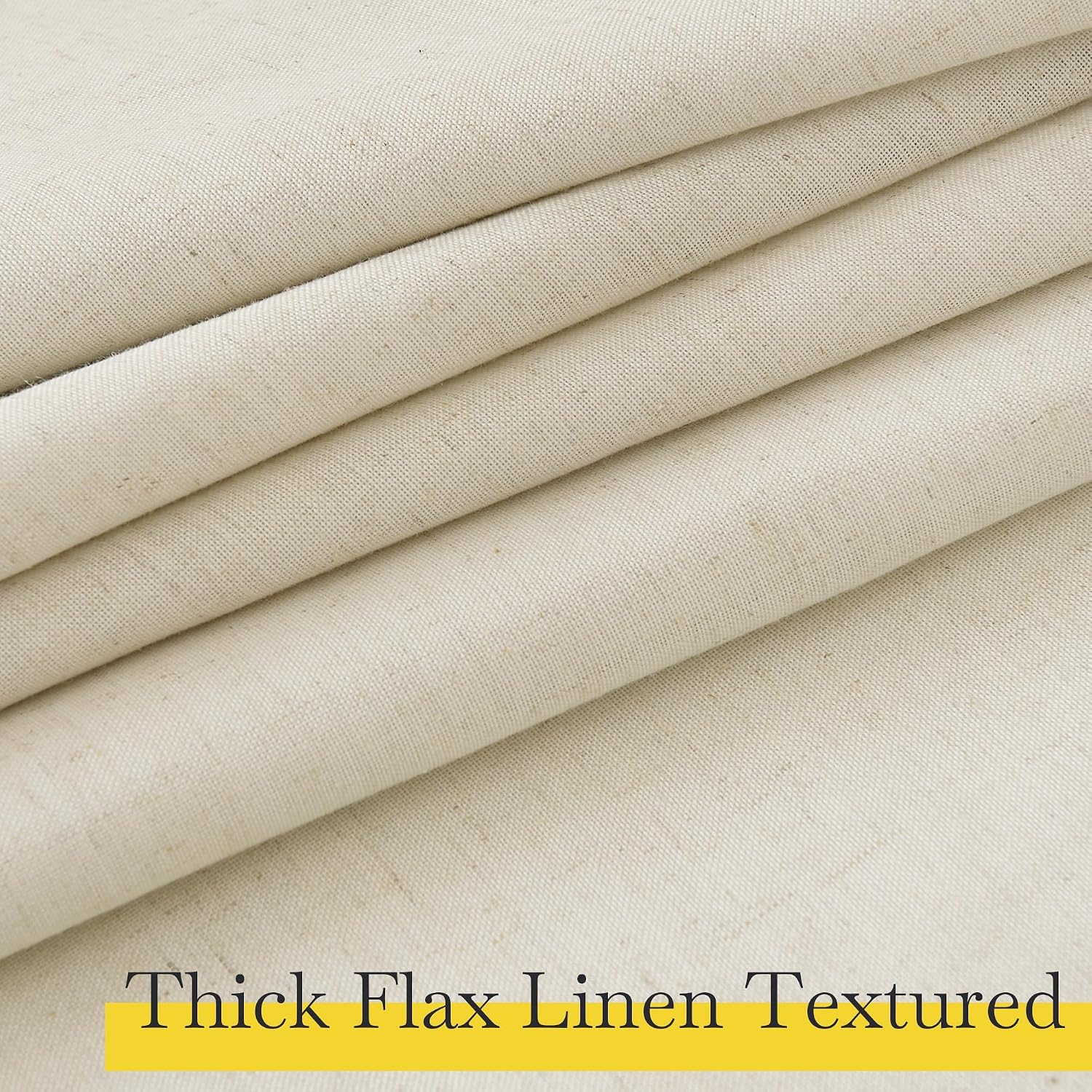 Nicetown Natural Thick Linen Full Blackout Curtains for Living Room and Bedroom, W52 x L96, 2 Panels Bronze Grommet 2 Layers Window Treatme…