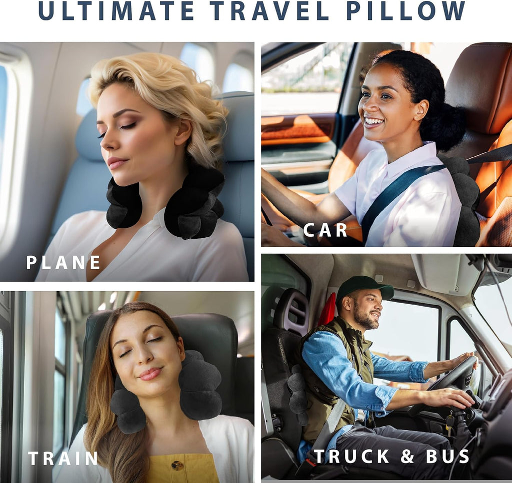 Total Pillow Airplane & Travel Pillow - Microbead Neck Pillow - Comfortable Pillow for Neck, Head, Back & Lumbar Support - Donut Pillow…