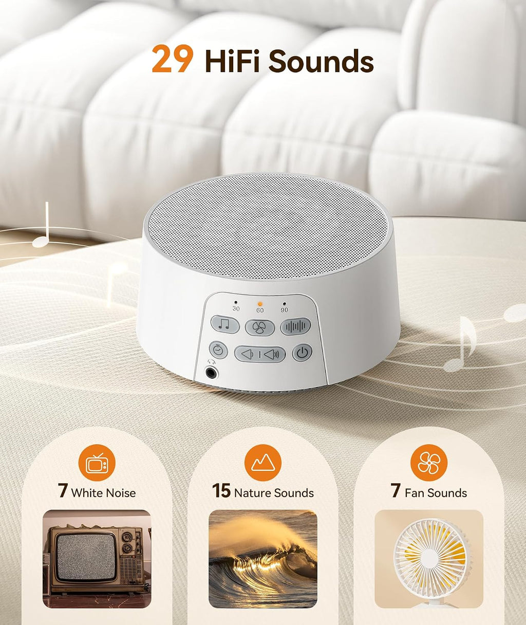 Dreamegg White Noise Sound Machine for Adults Sleeping, D3 Pro Sound Machine for Baby Adults, 29 HiFi Sound, Battery/Adapter, Portable Soun…