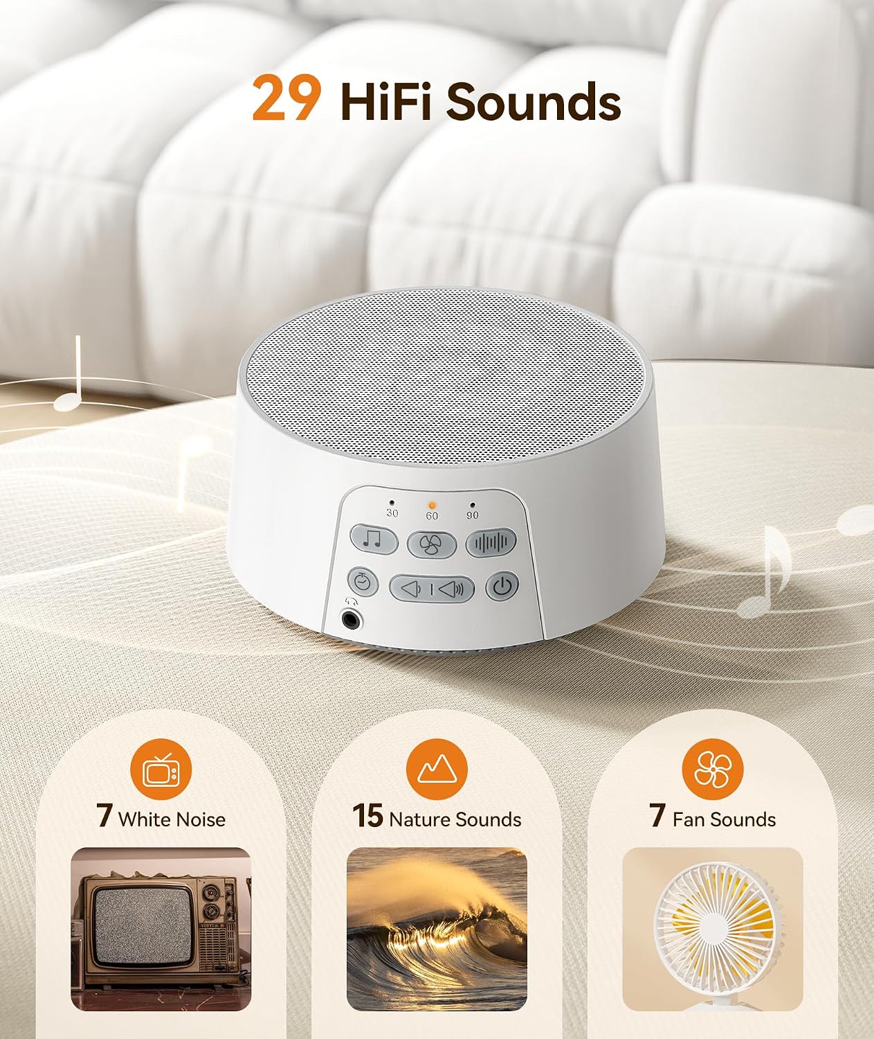 Dreamegg White Noise Sound Machine for Adults Sleeping, D3 Pro Sound Machine for Baby Adults, 29 HiFi Sound, Battery/Adapter, Portable Soun…
