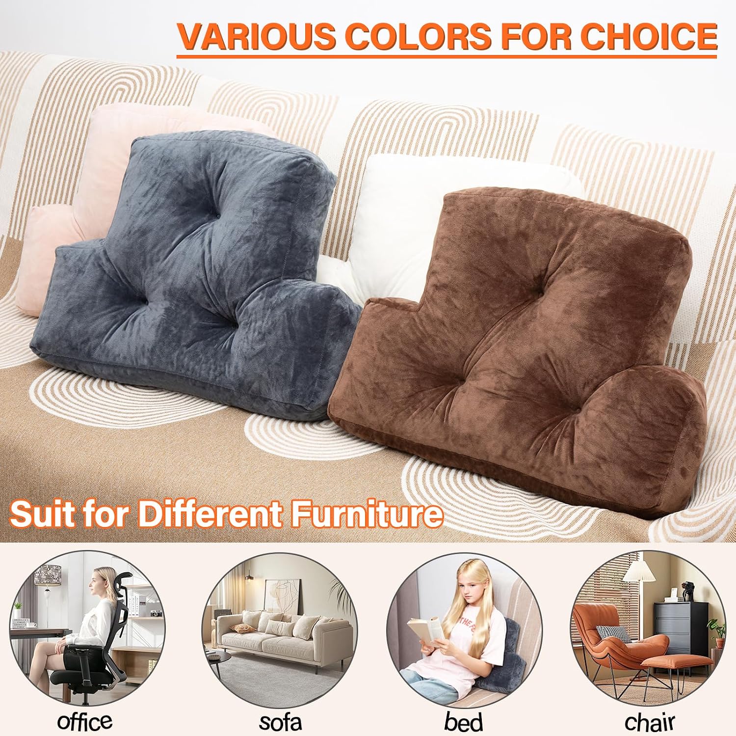 1 MIDDLE ONE Back Pillow for Chair, Memory Foam Lumbar Pillow for Back Support, Back Rest Cushion for Office, Sofa, Couch Sitting…
