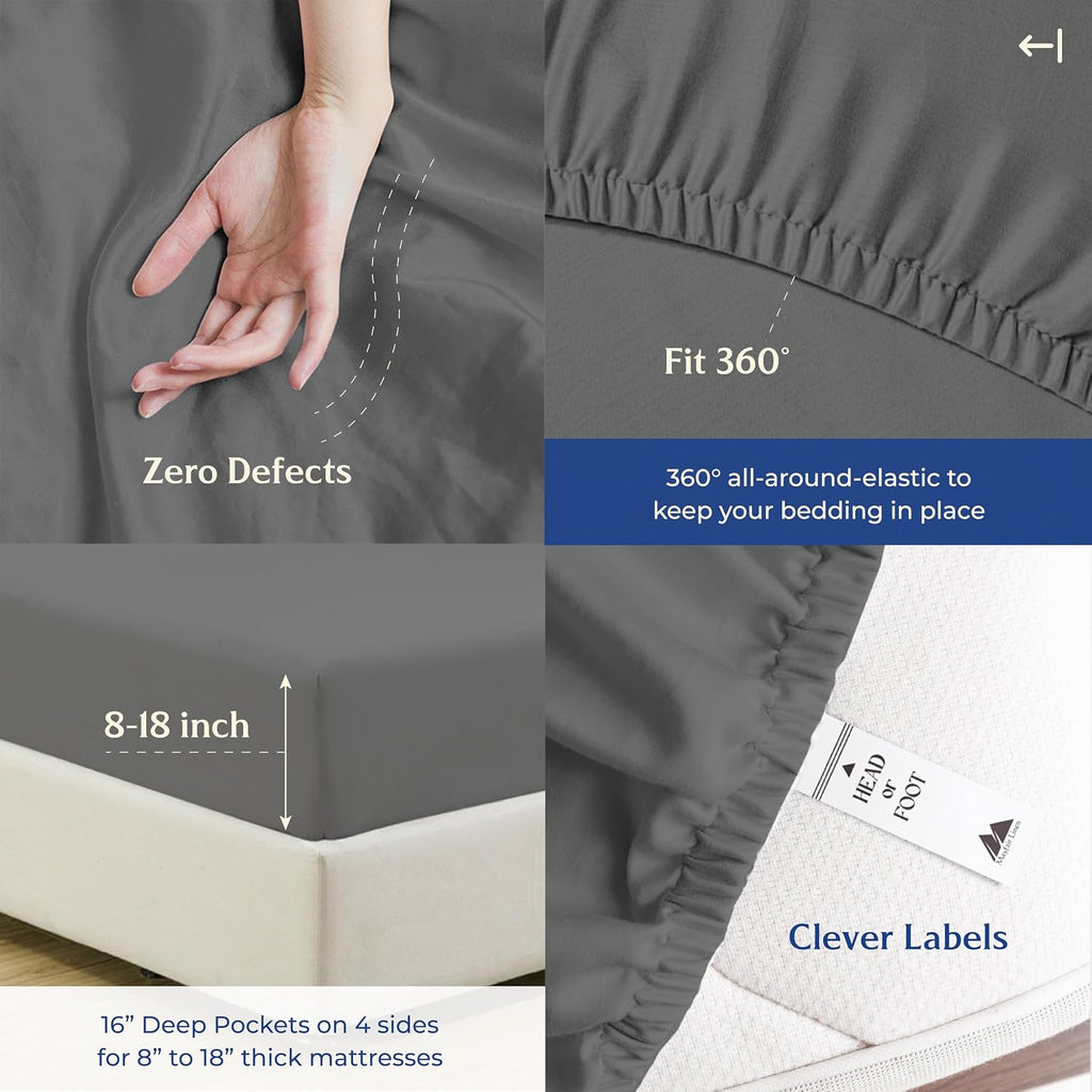 Mayfair Linen 100% Organic Cotton Sheets California King Size - 4 PC Organic Cotton Cal King Size Percale Weave Sheet Set, Soft, Cooling…