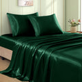 VACVELT 4pcs Emerald Green Satin Sheets Queen Size Bed Set, 15 Inch Deep Pocket Silky Satin Sheet Set, Soft Satin Bedding Set Cooling &…