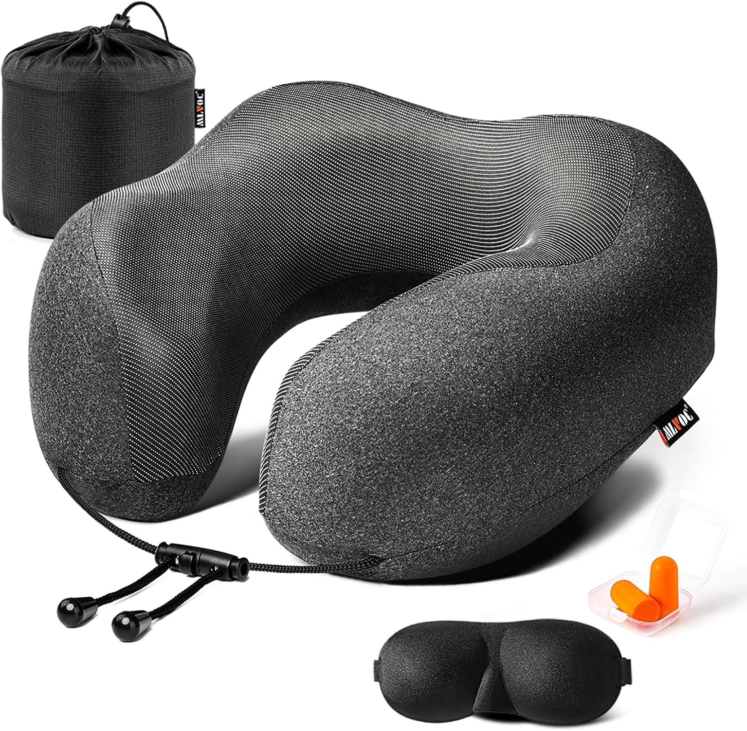 ProfessionalMemoryFoamProductsManufacturers MLVOC Neck Pillow for Traveling, Upgraded 100% Pure Memory Foam Travel Neck Pillow for Airplane…