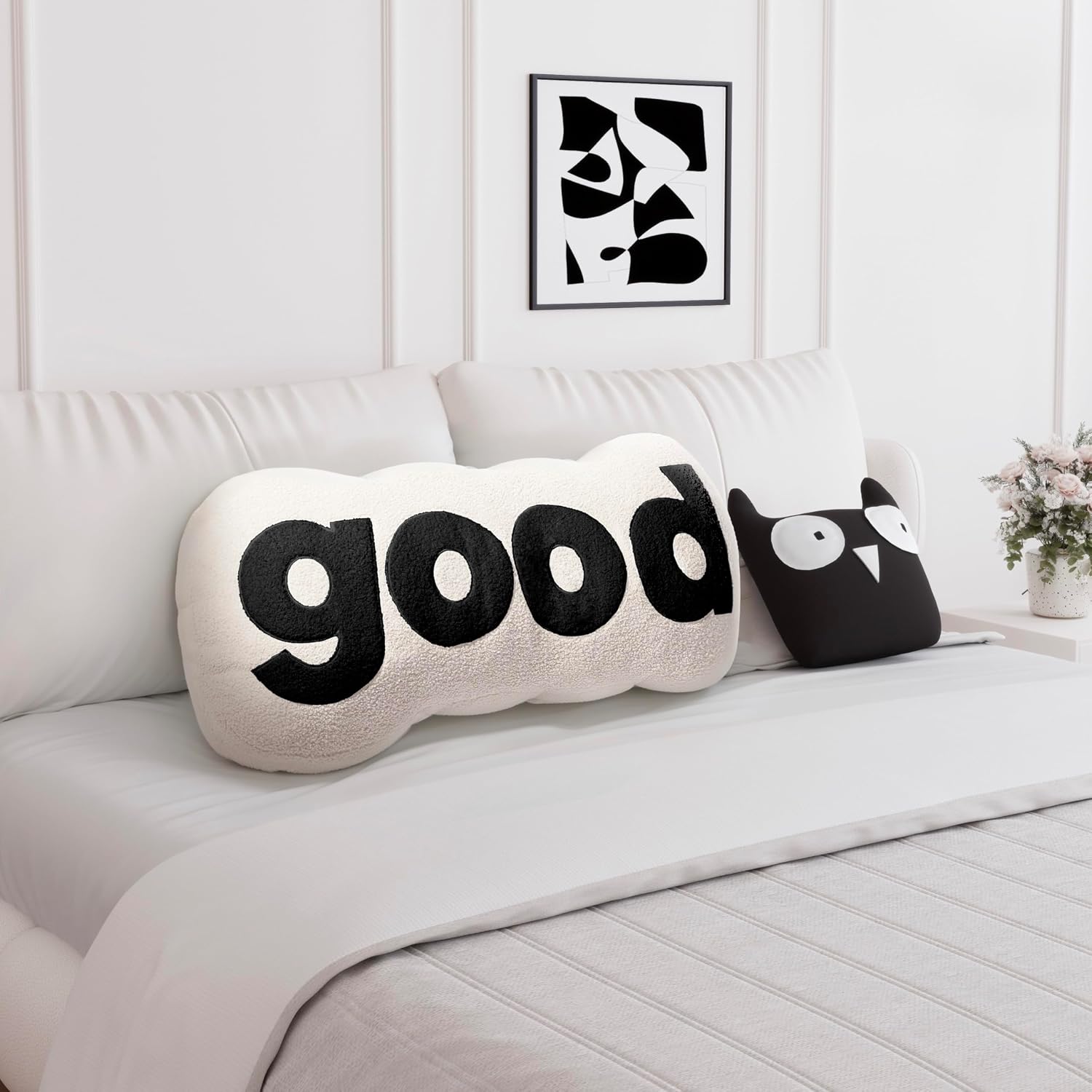 JohnearHomeFashionDecorLife Johnear Headboard Pillow White Plush Reading Back Support for Bed Sitting Up Adult Daybed Sofa College Dorm Bed…