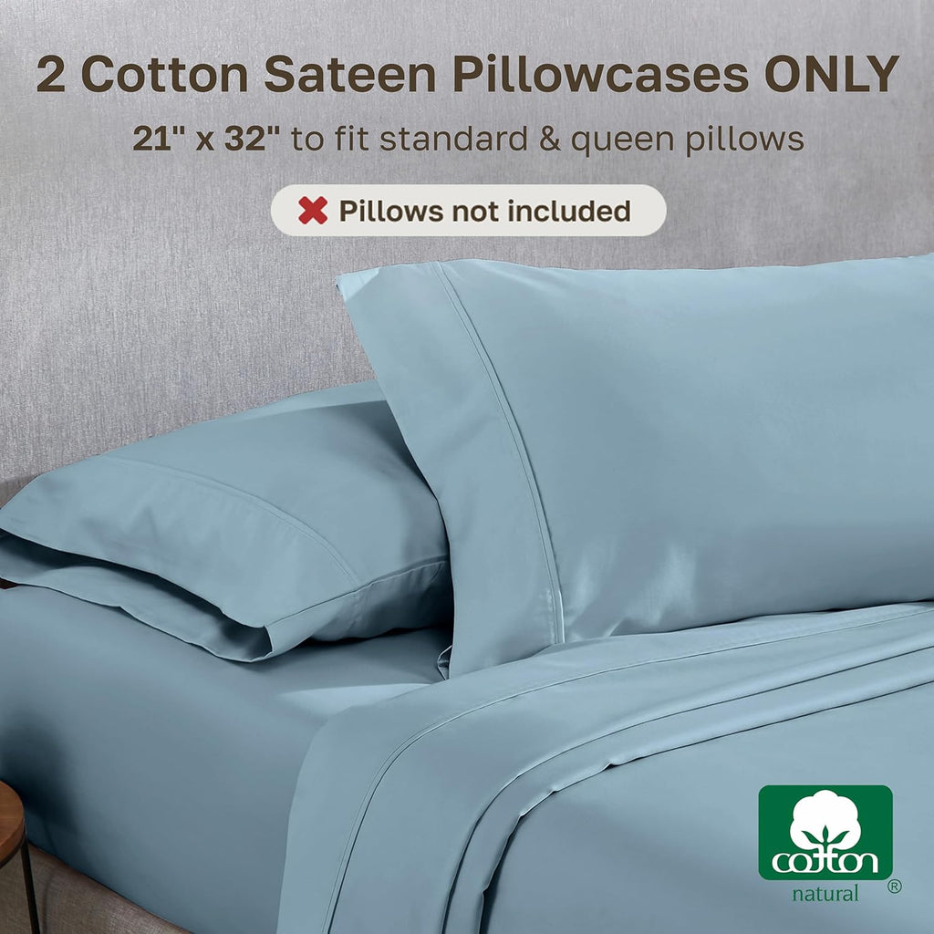CaliforniaDesignDen California Design Den Standard Queen Size Pillowcase Set - 400 Thread Count, 100% Cotton Sateen, Set of 2 Pillow Covers…