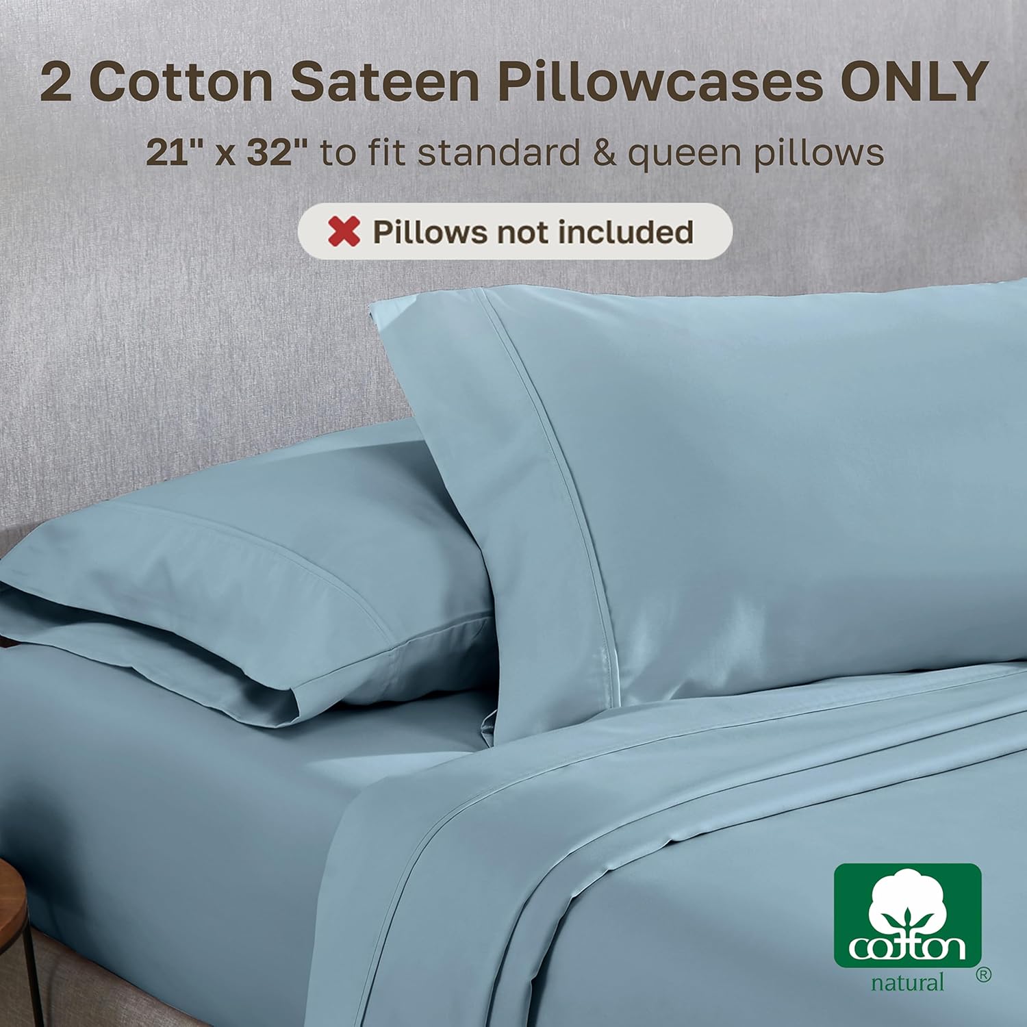 CaliforniaDesignDen California Design Den Standard Queen Size Pillowcase Set - 400 Thread Count, 100% Cotton Sateen, Set of 2 Pillow Covers…