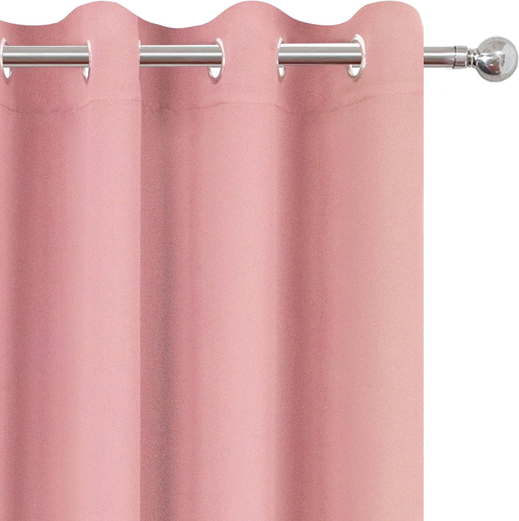 Lemomo Pink Thermal Blackout Curtains/52 x 72 Inch/Set of 2 Panels Room Darkening Curtains for Bedroom 72 Inch Pink